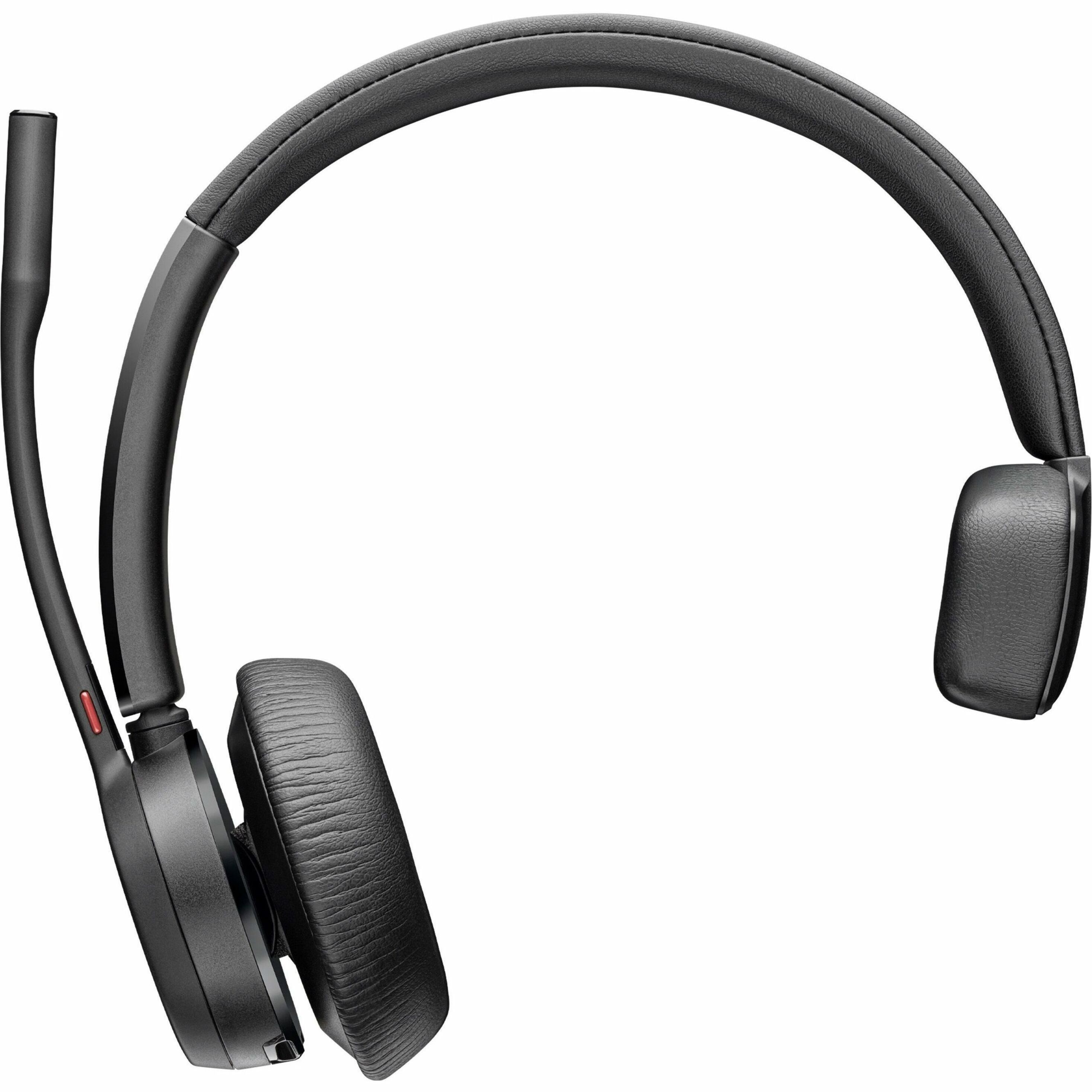 Poly Voyager 4310-M UC Headset + USB-A to USB-C Cable + BT700 Dongle - Siri, Google Assistant - Stereo - Wired/Wireless - Bluetooth - 164 ft - 20 Hz to 20 kHz - Over-the-head, On-ear - Binaural - Ear-cup - 5 ft Cable - Electret Condenser, MEMS Technology Microphone - Noise Canceling - Black — front