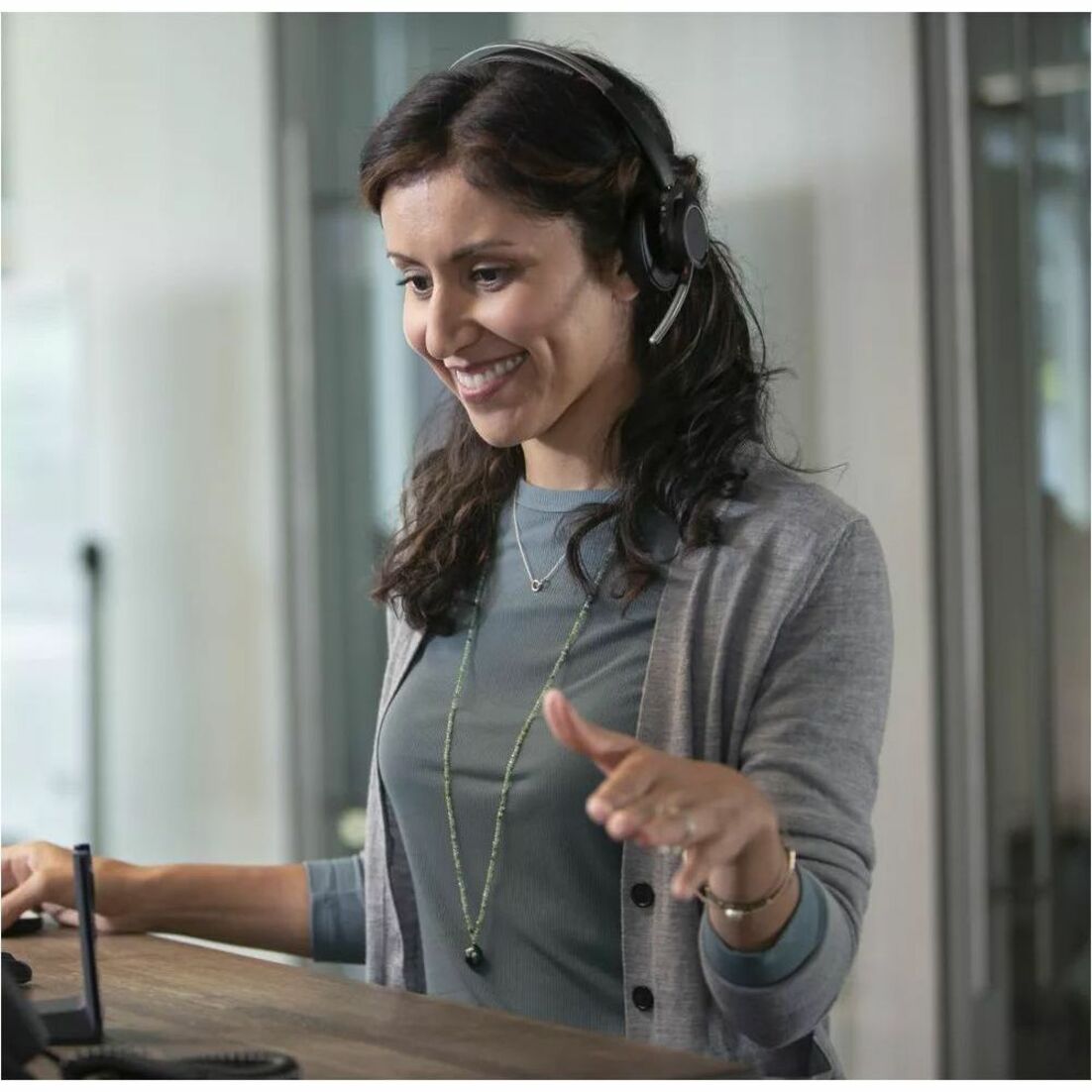 Poly Voyager Focus B825-M Headset - Microsoft Teams Certification - Google Assistant, Siri - Stereo - Wireless - Bluetooth - 98.4 ft - 20 Hz to 20 kHz - On-ear - Binaural - Ear-cup - MEMS Technology, Electret Condenser Microphone - Black - TAA Compliant — alternate image2