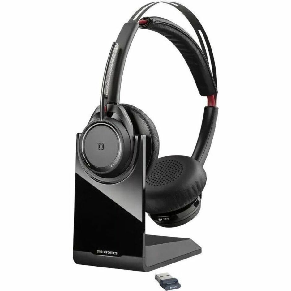 Poly Voyager Focus B825-M Headset - Microsoft Teams Certification - Google Assistant, Siri - Stereo - Wireless - Bluetooth - 98.4 ft - 20 Hz to 20 kHz - On-ear - Binaural - Ear-cup - MEMS Technology, Electret Condenser Microphone - Black - TAA Compliant — bottom