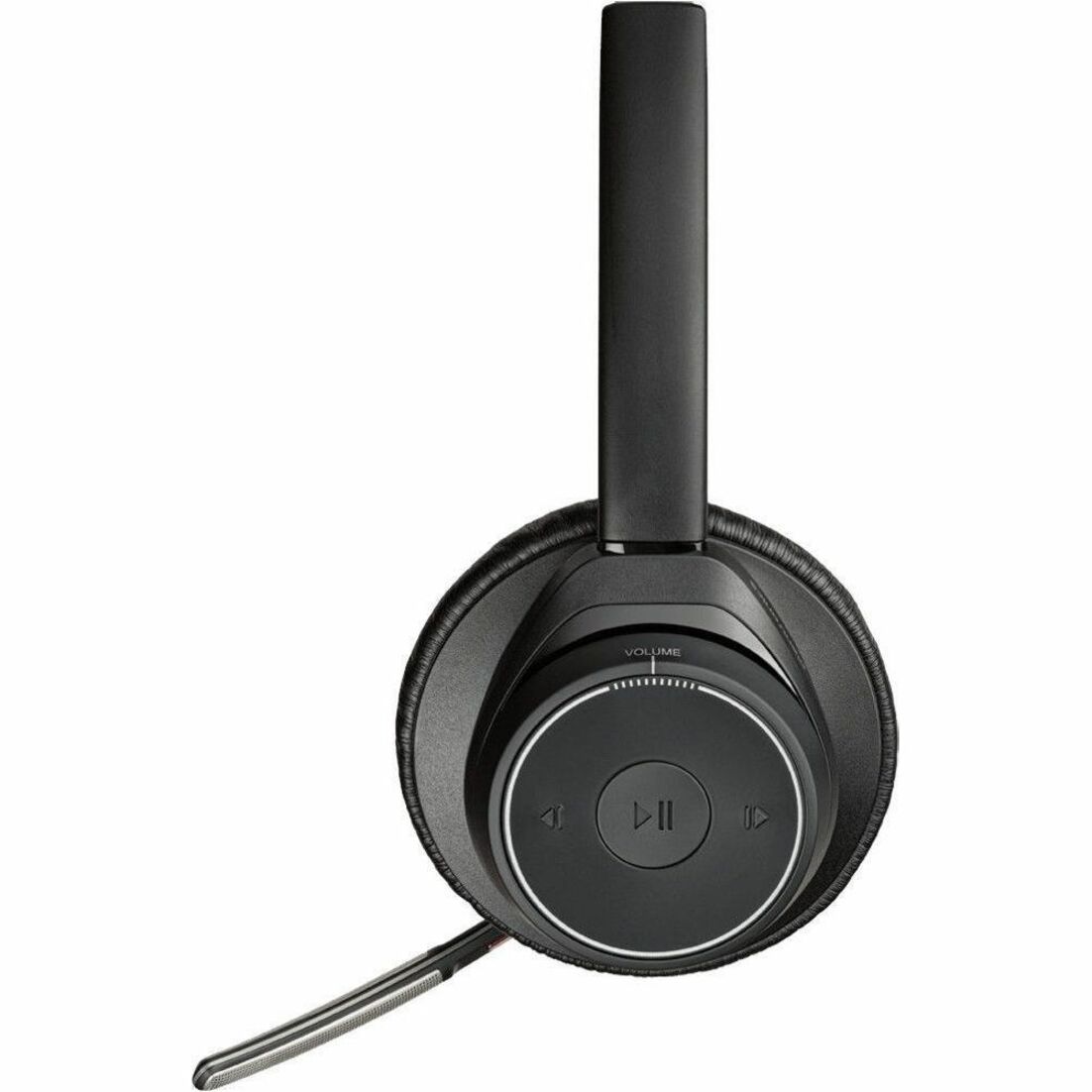 Poly Voyager Focus B825-M Headset - Microsoft Teams Certification - Google Assistant, Siri - Stereo - Wireless - Bluetooth - 98.4 ft - 20 Hz to 20 kHz - On-ear - Binaural - Ear-cup - MEMS Technology, Electret Condenser Microphone - Black - TAA Compliant — left