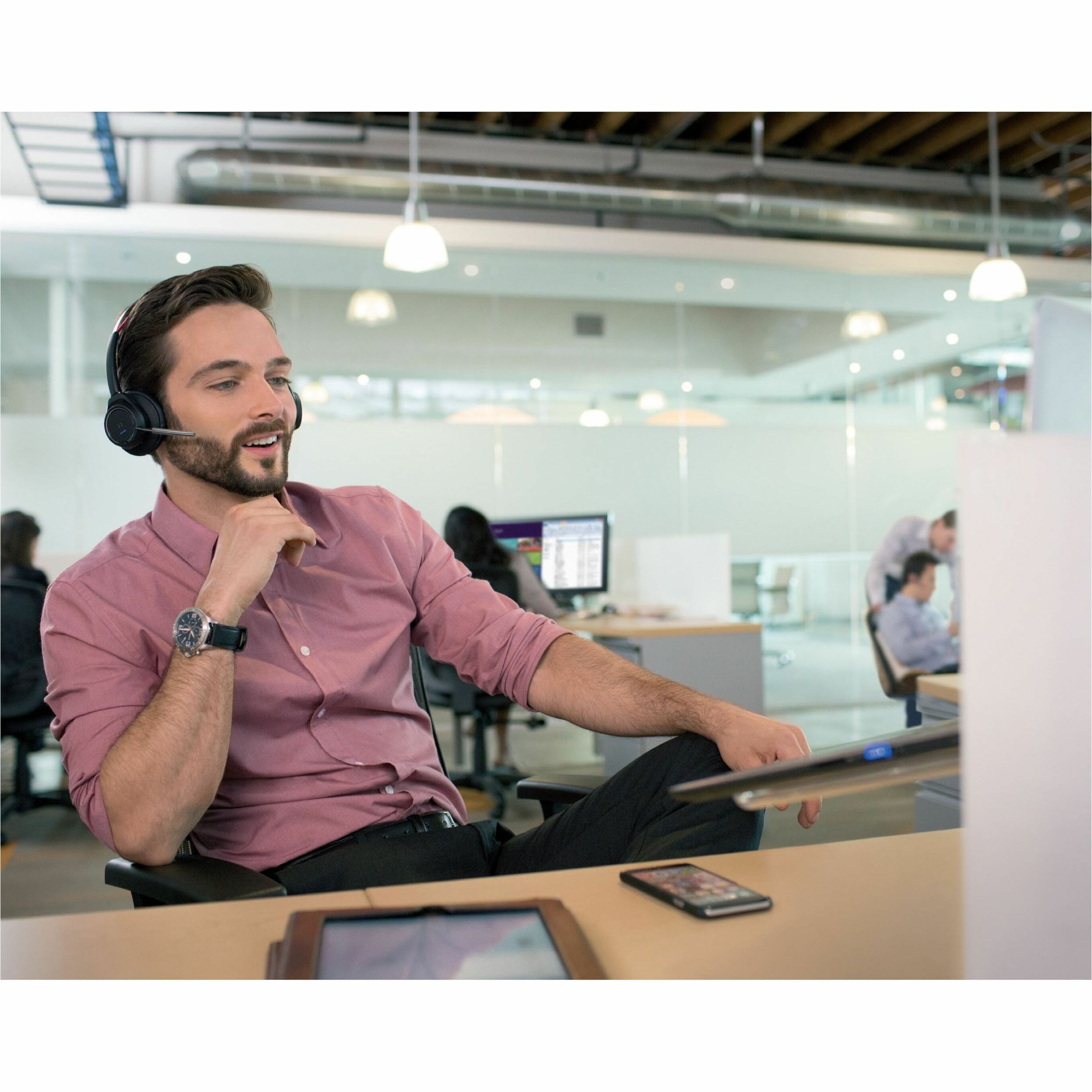 Poly Voyager Focus B825-M Headset - Microsoft Teams Certification - Google Assistant, Siri - Stereo - Wireless - Bluetooth - 98.4 ft - 20 Hz to 20 kHz - On-ear - Binaural - Ear-cup - MEMS Technology, Electret Condenser Microphone - Black - TAA Compliant — life style