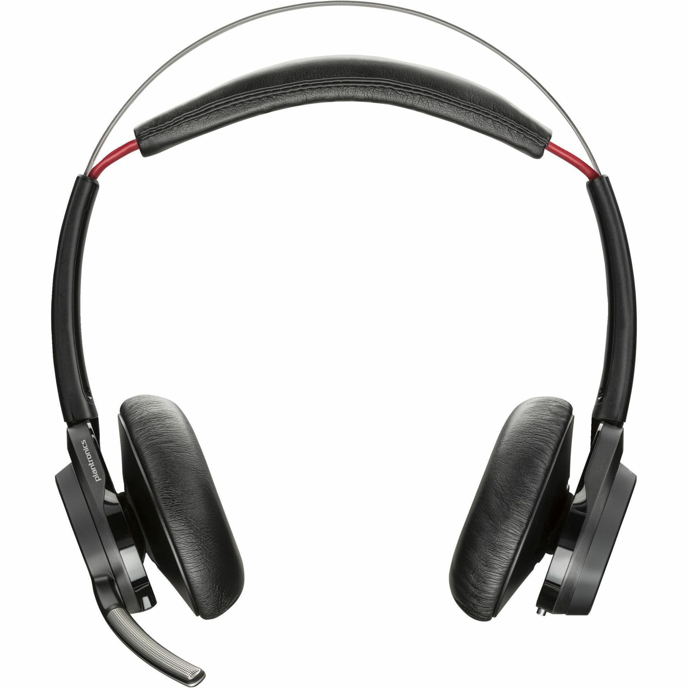 Poly Voyager Focus UC B825-M Headset - Microsoft Teams Certification - Stereo - Wireless - Bluetooth - 98 ft - On-ear - Binaural - Circumaural - MEMS Technology Microphone - Noise Canceling - Black — front