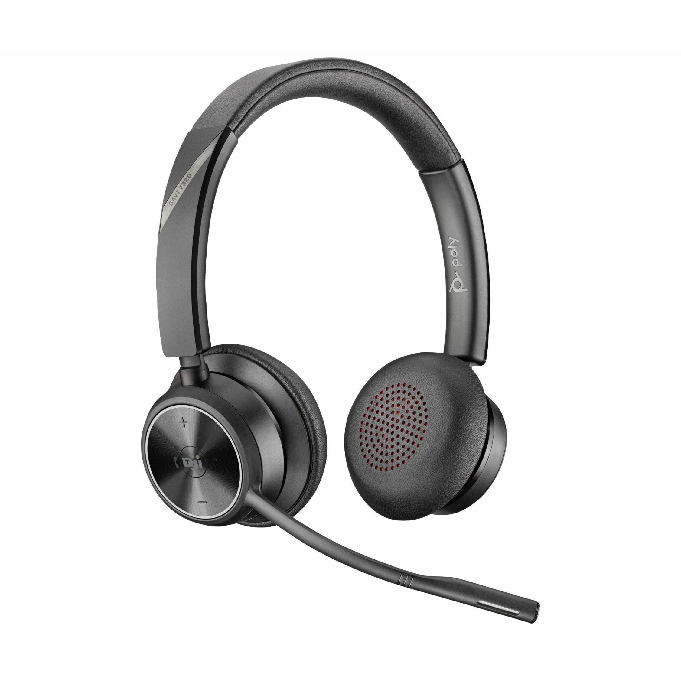 Poly Savi 7300 UC 7320 Headset - Microsoft Teams Certification - Stereo - USB Type A - Wireless - Bluetooth/DECT - 449.5 ft - 20 Hz to 20 kHz - On-ear, Over-the-head - Binaural - Supra-aural - Noise Cancelling Microphone - Noise Canceling - Black