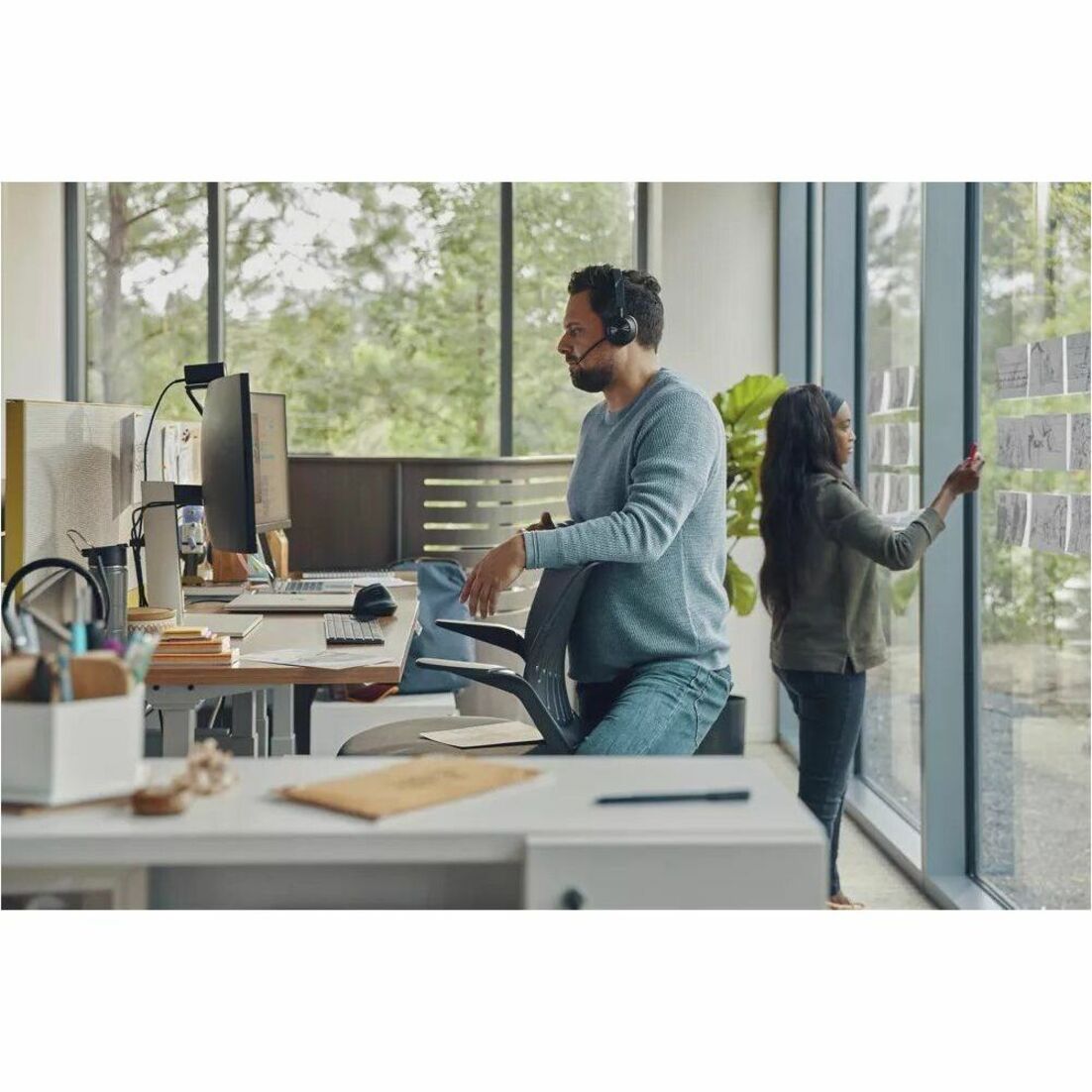 Poly Savi 7420 Office Stereo Microsoft Teams Certified DECT 1920-1930 MHz Headset - Microsoft Teams Certification - Stereo - Wireless - Bluetooth/DECT - 590.6 ft - 20 Hz to 20 kHz - On-ear - Binaural - Supra-aural - Noise Cancelling Microphone - Noise Canceling - Black — life style