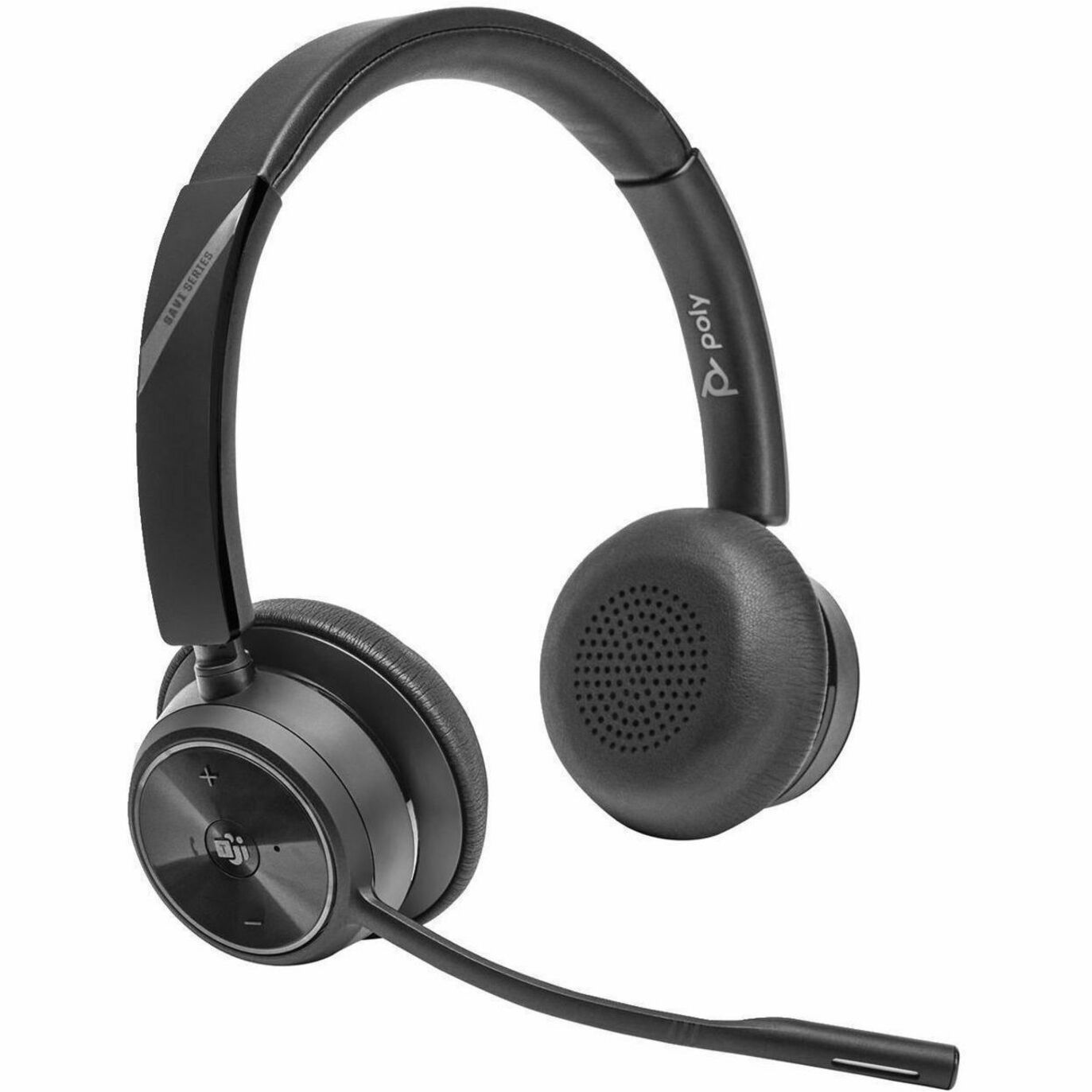 Poly Savi 7420 Office Stereo Microsoft Teams Certified DECT 1920-1930 MHz Headset - Microsoft Teams Certification - Stereo - Wireless - Bluetooth/DECT - 590.6 ft - 20 Hz to 20 kHz - On-ear - Binaural - Supra-aural - Noise Cancelling Microphone - Noise Canceling - Black — right