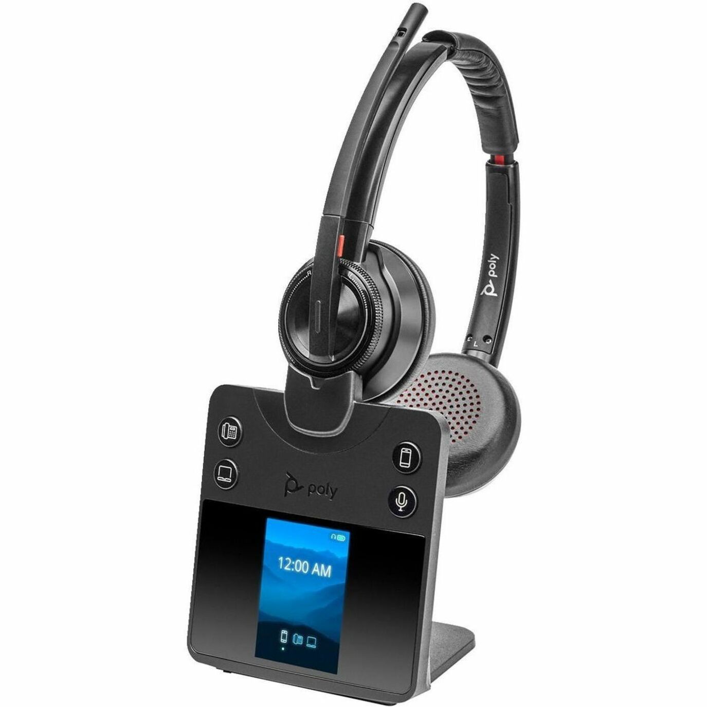 Poly Savi 8400 Office 8420 Headset - Microsoft Teams Certification - Stereo - Wireless - Bluetooth/DECT - 590.6 ft - 20 Hz to 20 kHz - On-ear, Over-the-head - Binaural - Supra-aural - Noise Cancelling Microphone - Black — alternate image2