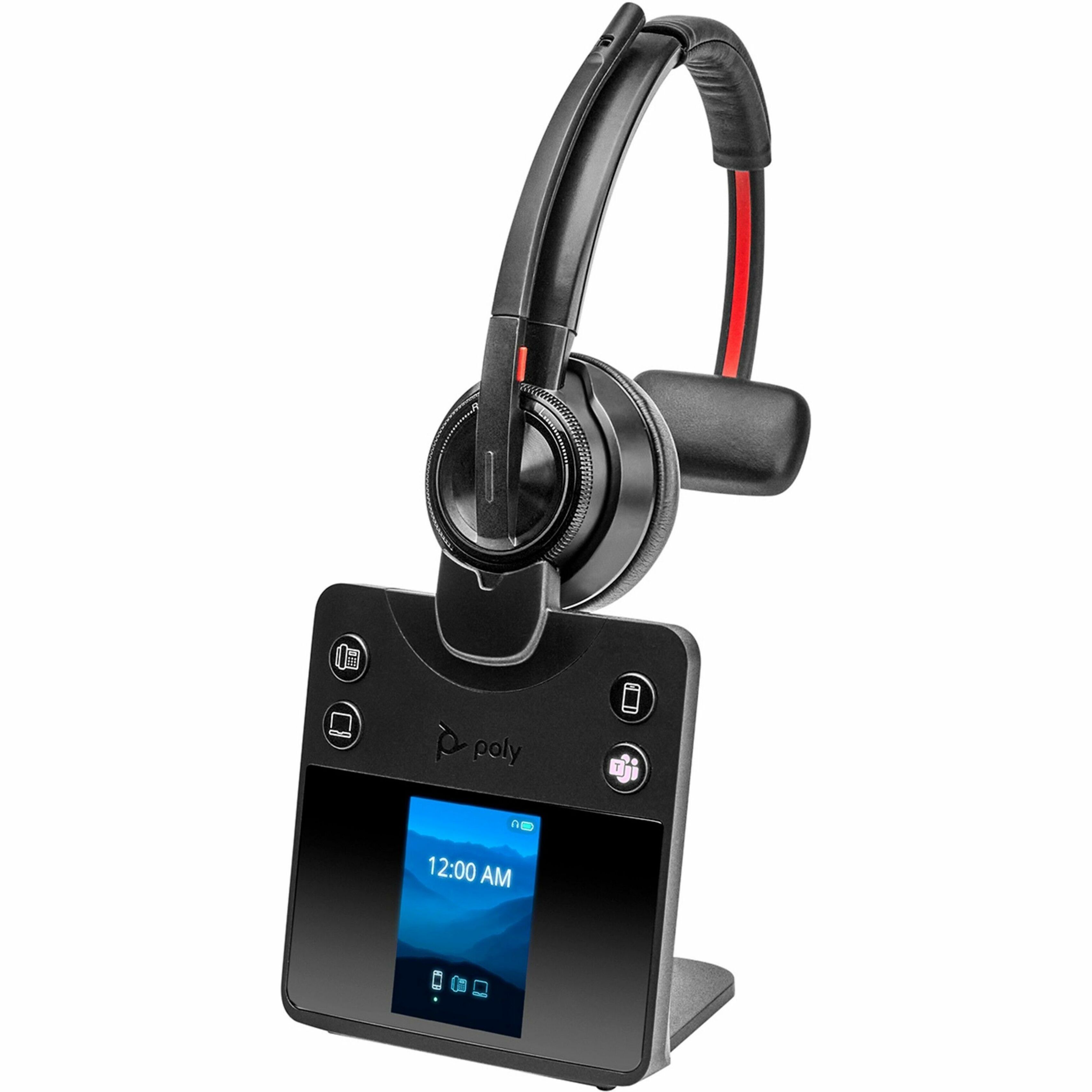 Poly Savi 8410 Office Headset - Microsoft Teams Certification - Mono - USB Type C - Wireless - Bluetooth/DECT - 590.6 ft - 32 Ohm - 20 Hz to 20 kHz - On-ear - Monaural - Supra-aural - Noise Cancelling Microphone - Black — alternate image1