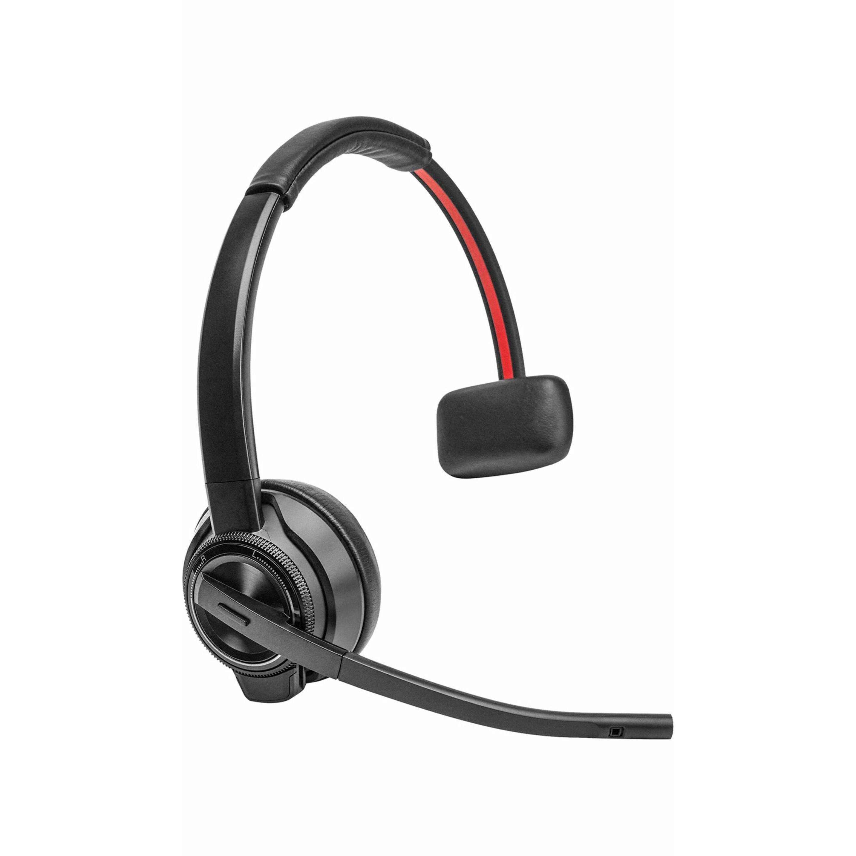 Poly Savi 8410 Office Headset - Microsoft Teams Certification - Mono - USB Type C - Wireless - Bluetooth/DECT - 590.6 ft - 32 Ohm - 20 Hz to 20 kHz - On-ear - Monaural - Supra-aural - Noise Cancelling Microphone - Black