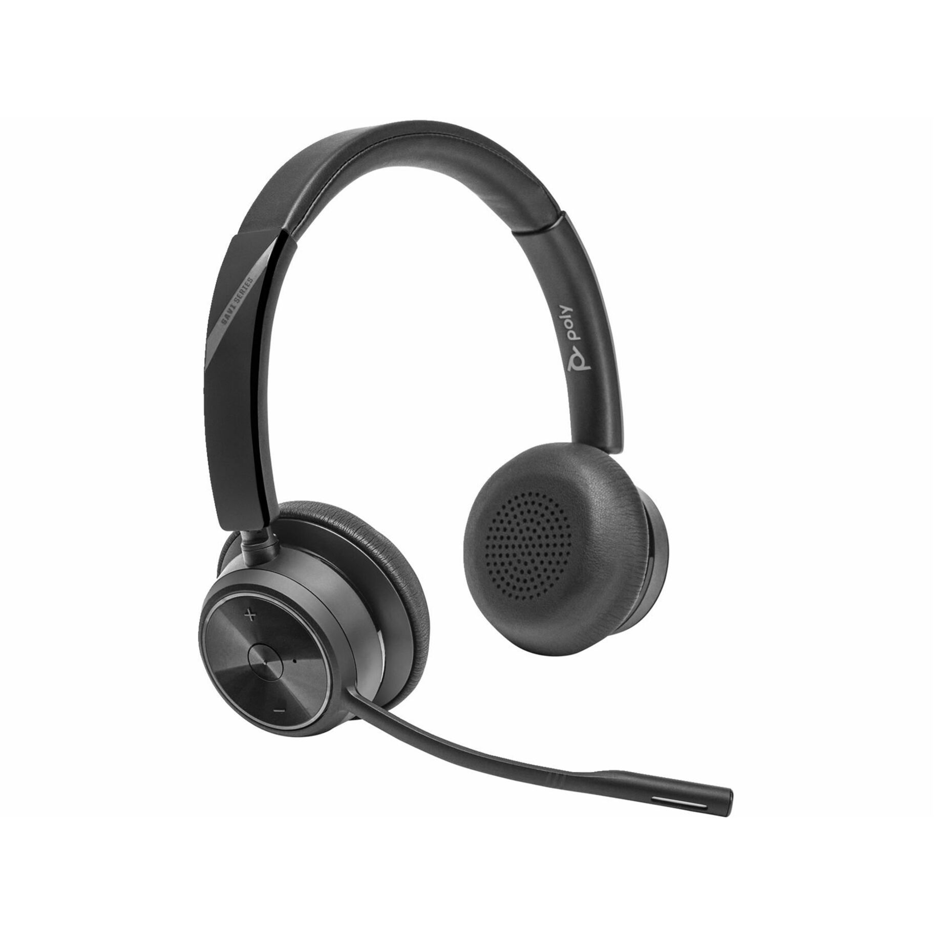 Poly Savi 7420 Office Stereo DECT 1920-1930 MHz Headset - Stereo - Wireless - Bluetooth/DECT - 590.6 ft - 20 Hz to 20 kHz - On-ear - Binaural - Supra-aural - Noise Cancelling Microphone - Noise Canceling - Black