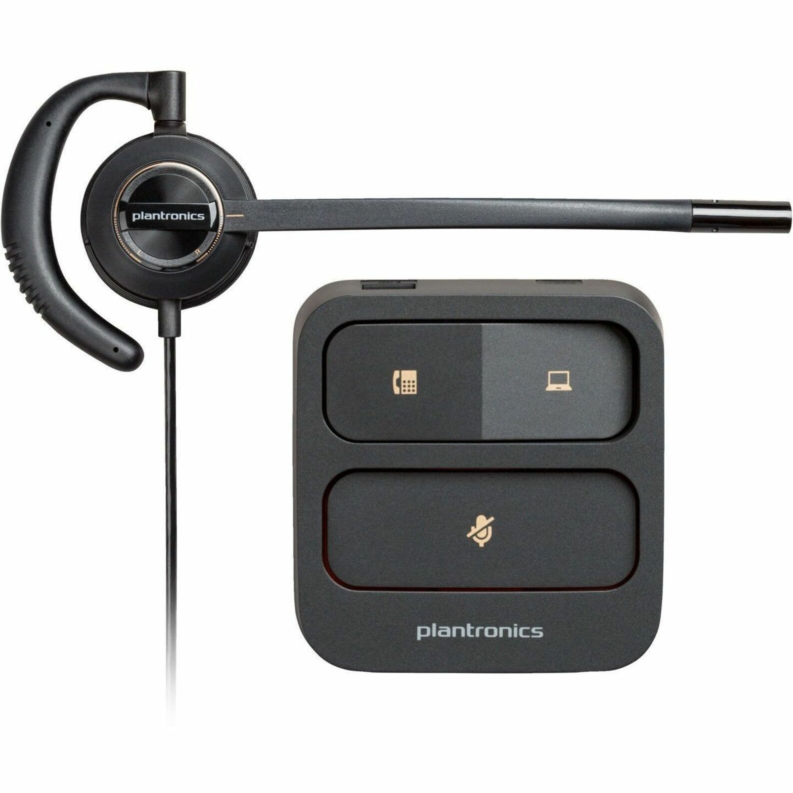 Poly EncorePro 530D with Quick Disconnect Discreet Digital Headset TAA - Mono - Quick Disconnect, USB - Wired - Over-the-ear - Monaural - Ear-cup - Noise Cancelling Microphone - Noise Canceling - Black — alternate image1