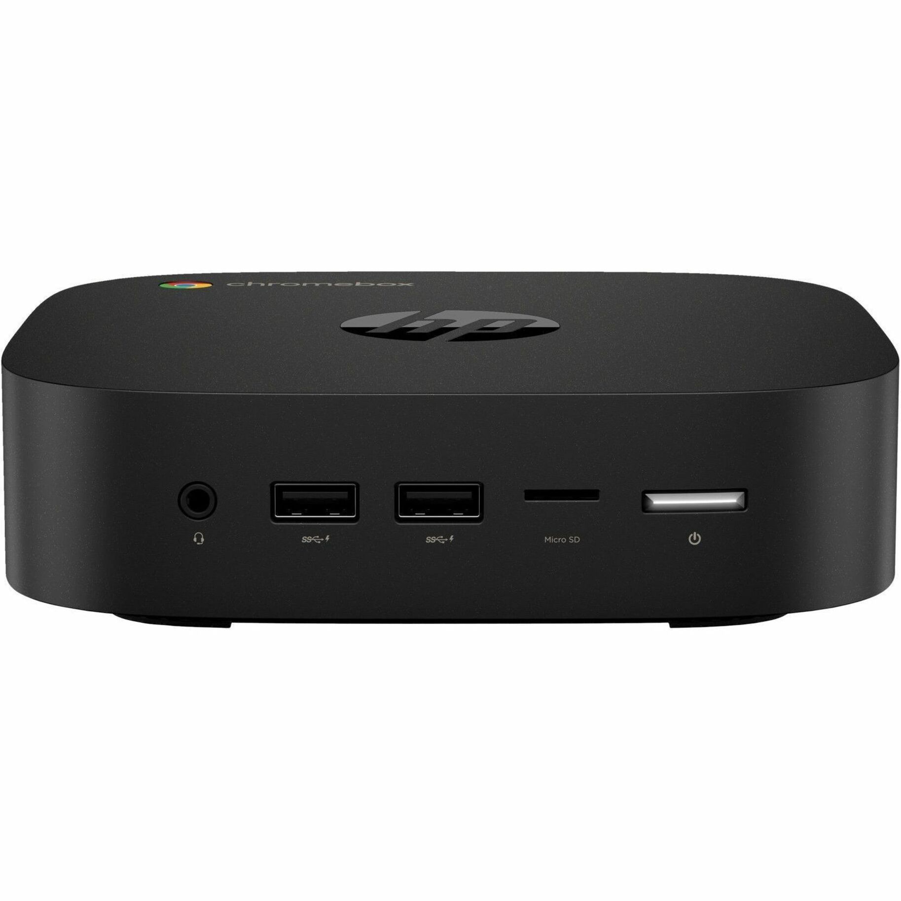 HP Chromebox G4 Chromebox - Intel Celeron 7305 - 4 GB - 64 GB Flash Memory Capacity - Mini PC - Smart Buy - Intel Chip - ChromeOS - Intel UHD Graphics DDR4 SDRAM - IEEE 802.11ax Wireless LAN - 65 W — front