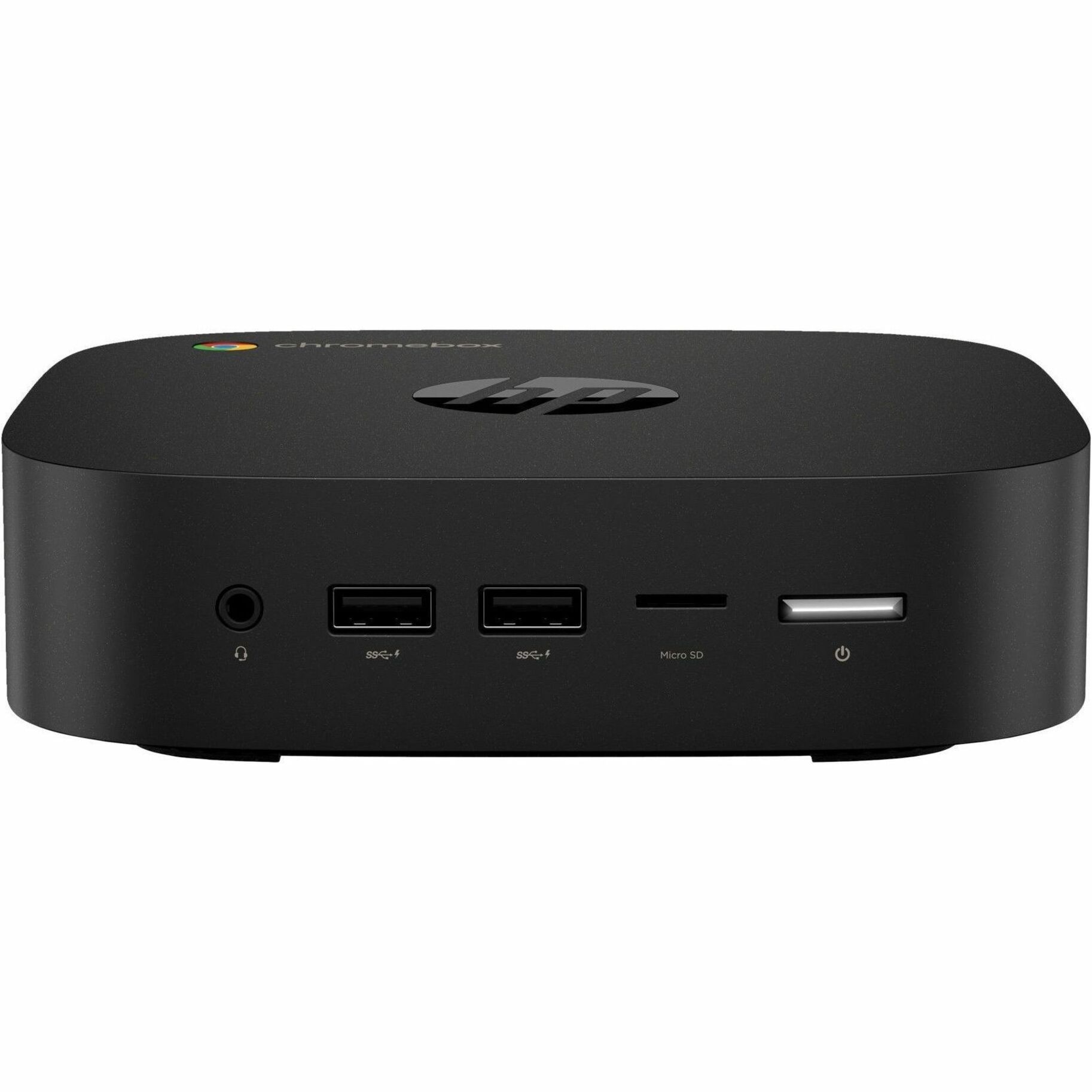 HP Chromebox G4 Chromebox - Intel Celeron 7305 - 4 GB - 64 GB Flash Memory Capacity - Desktop Mini - Smart Buy - Intel Chip - ChromeOS - Intel UHD Graphics DDR4 SDRAM - IEEE 802.11ax Wireless LAN - 65 W — front
