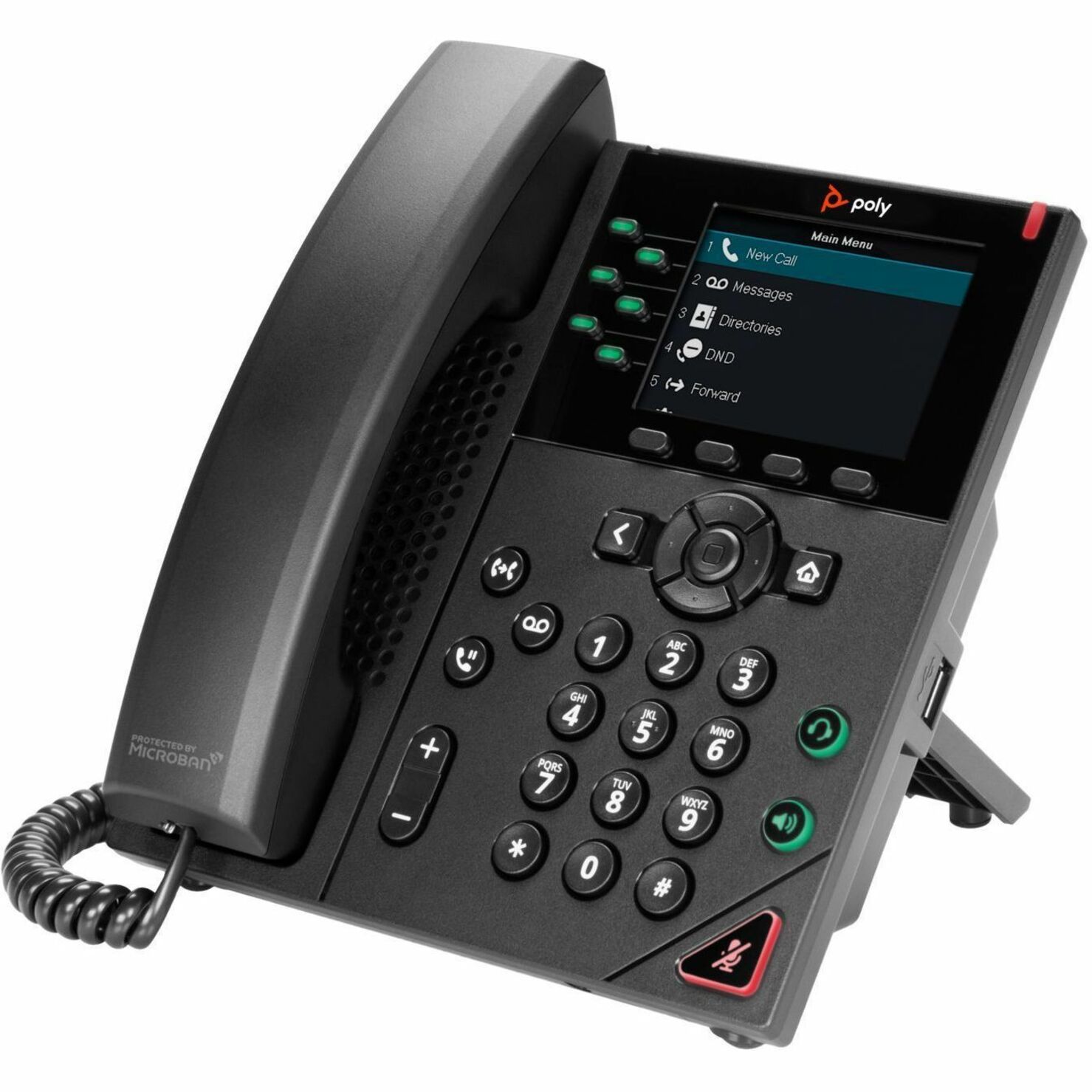 Poly VVX 350 6-Line IP Phone and PoE-enabled GSA/TAA - 24 x Total Line - VoIP - 3.5" LCD - 2 x Network (RJ-45) - PoE Ports — alternate image1