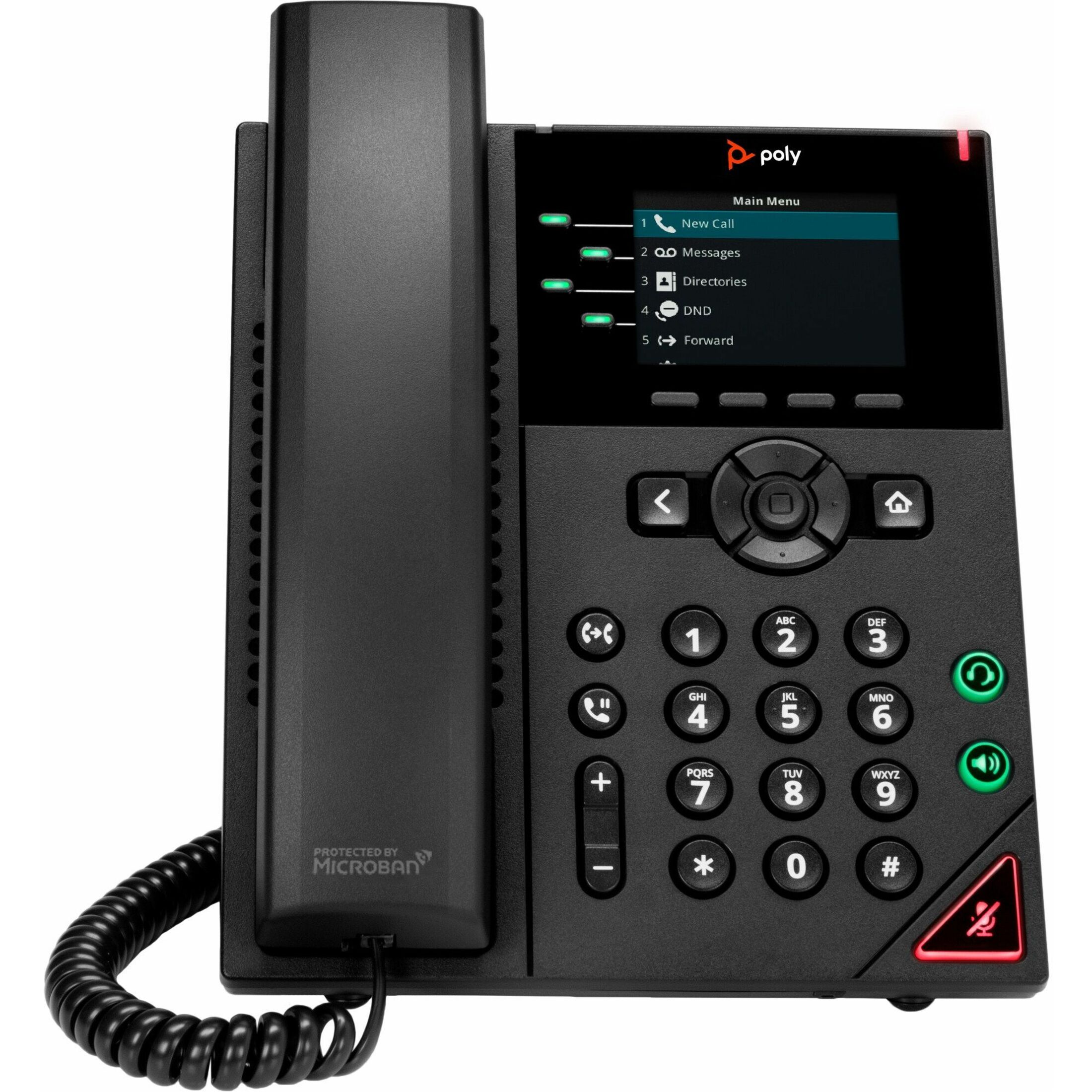 Poly VVX 250 4-Line IP Phone and PoE-enabled GSA/TAA - VoIP - 2.8" LCD - 2 x Network (RJ-45) - PoE Ports