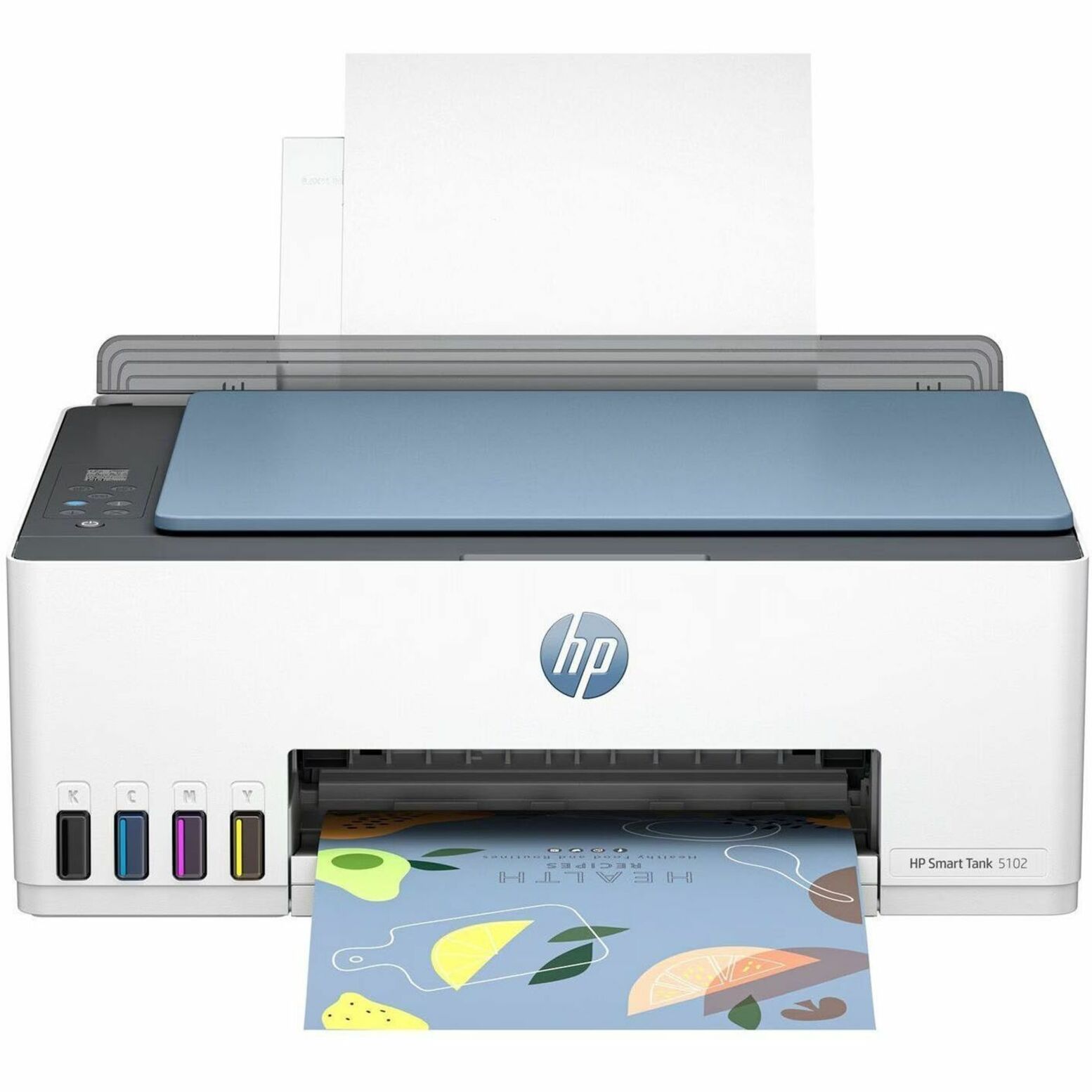 HP 5102 Wired & Wireless Smart Tank Inkjet Multifunction Printer - Color - Surf Blue - Copier/Printer/Scanner - 12 ppm Mono/5 ppm Color Print - 4800 x 1200 dpi Print - Up to 3000 Pages Monthly - Color CIS, Flatbed Scanner - 1200 dpi Optical Scan - Wireless LAN - Apple AirPrint, Mopria Print Service, HP Print Service Plugin, Wi-Fi Direct - USB — alternate image1