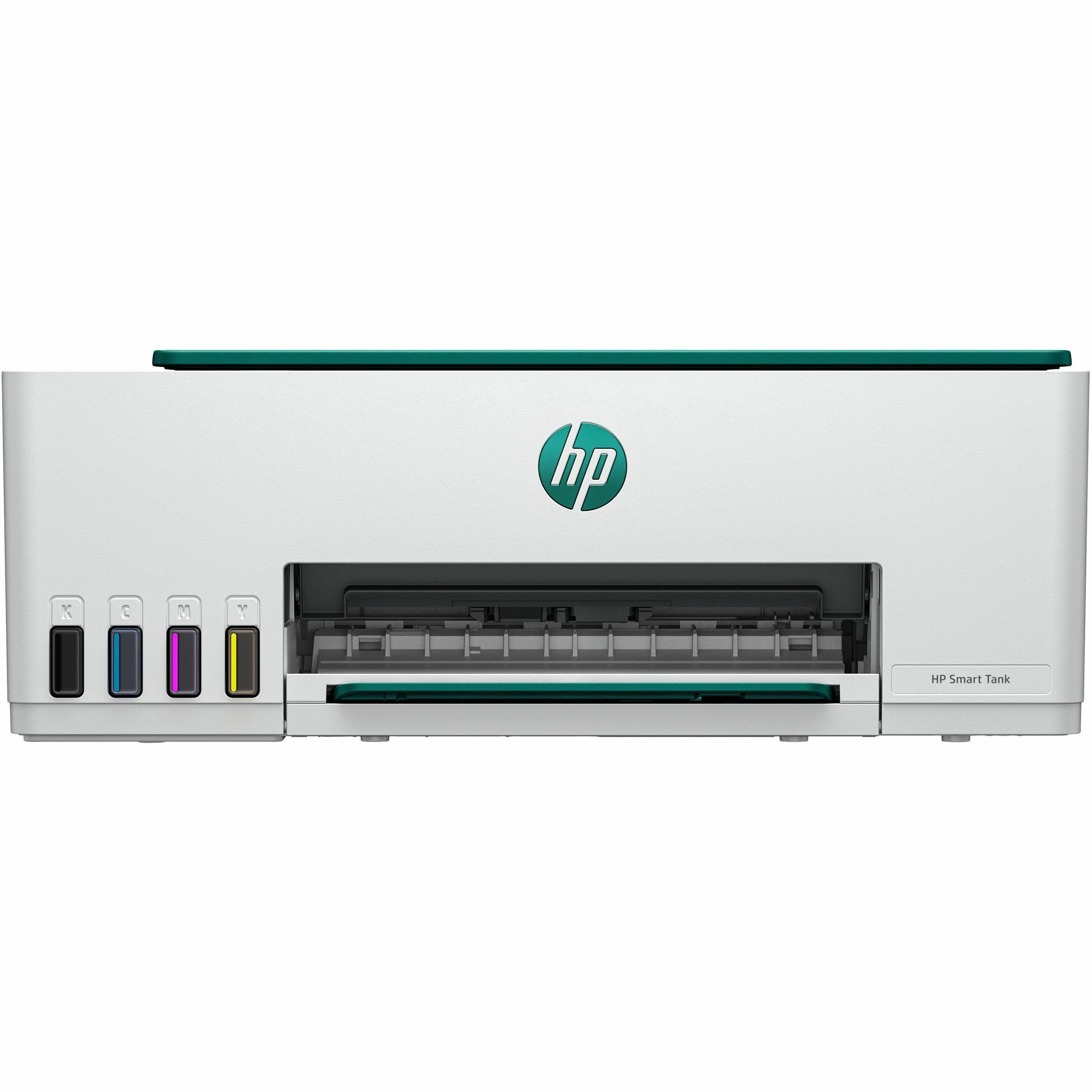 HP 5102 Wired & Wireless Smart Tank Inkjet Multifunction Printer - Color - Surf Blue - Copier/Printer/Scanner - 12 ppm Mono/5 ppm Color Print - 4800 x 1200 dpi Print - Up to 3000 Pages Monthly - Color CIS, Flatbed Scanner - 1200 dpi Optical Scan - Wireless LAN - Apple AirPrint, Mopria Print Service, HP Print Service Plugin, Wi-Fi Direct - USB — frontmaximum