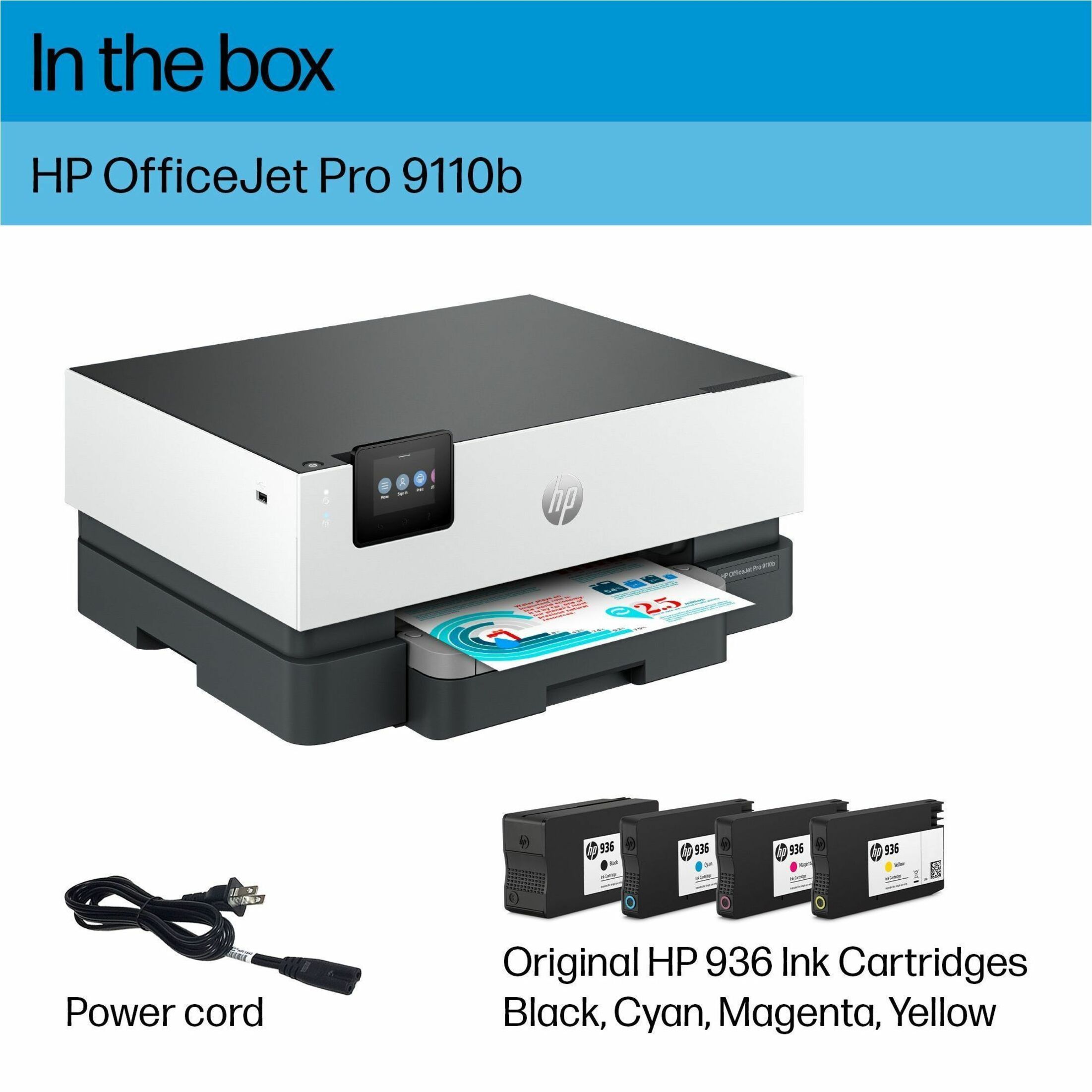 HP Officejet Pro 9110b Desktop Wireless Inkjet Printer - Color - 32 ppm Mono / 32 ppm Color - 1200 x 1200 dpi Print - Automatic Duplex Print - 250 Sheets Input - Wireless LAN - Apple AirPrint, Wi-Fi Direct, HP Roam - 25000 Pages Duty Cycle - Plain Paper Print - USB — alternate image12