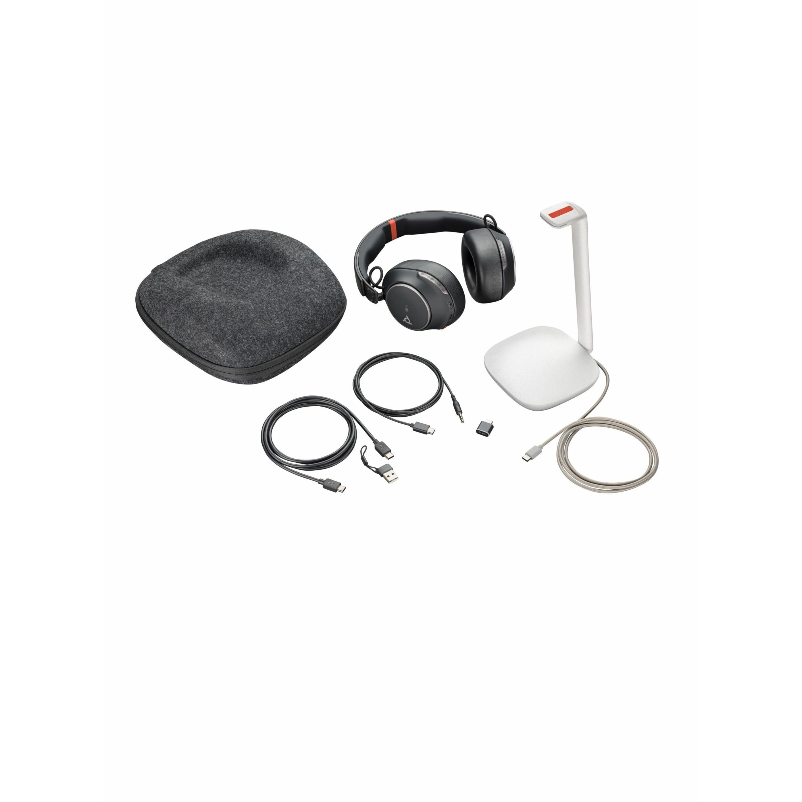 Poly Voyager Surround 85 UC Headset - Microsoft Teams Certification - Stereo - Mini-phone (3.5mm) - Wired/Wireless - Bluetooth - 98.4 ft - 20 Hz to 16 kHz - Over-the-head, Over-the-ear - Binaural - Ear-cup - Noise Canceling - Black