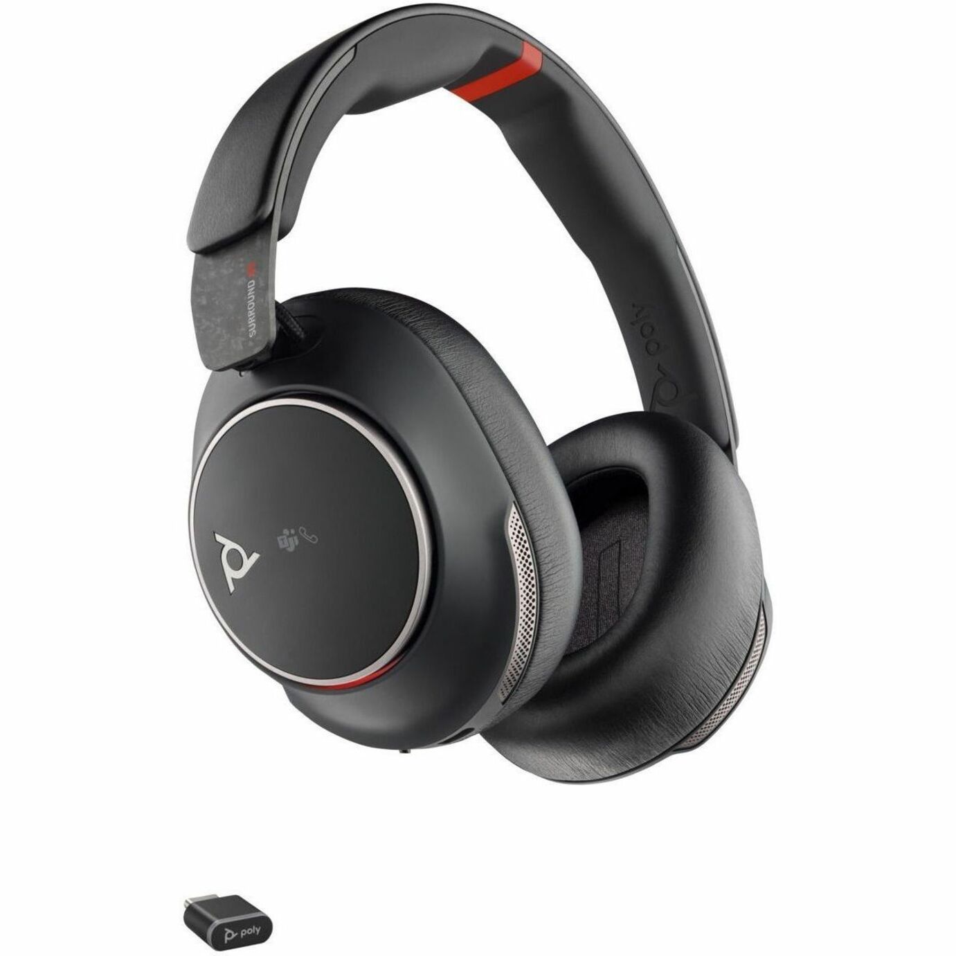Poly Voyager Surround 85 UC Headset - Microsoft Teams Certification - Stereo - Mini-phone (3.5mm) - Wired/Wireless - Bluetooth - 98.4 ft - 20 Hz to 16 kHz - Over-the-head, Over-the-ear - Binaural - Ear-cup - Noise Canceling - Black — right