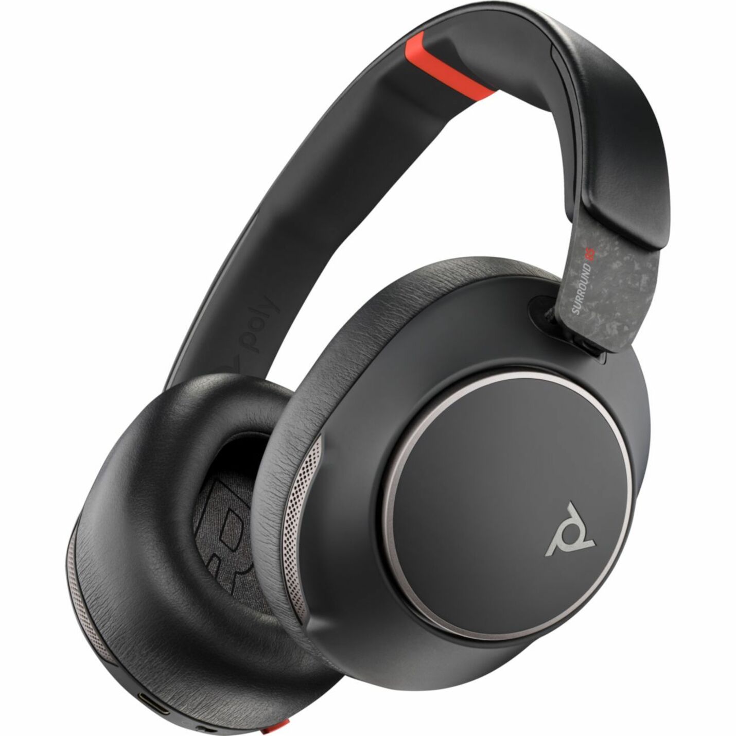 Poly Voyager Surround 85 UC Headset - Microsoft Teams Certification - Stereo - Mini-phone (3.5mm) - Wired/Wireless - Bluetooth - 98.4 ft - 20 Hz to 16 kHz - Over-the-head, Over-the-ear - Binaural - Ear-cup - Noise Canceling - Black