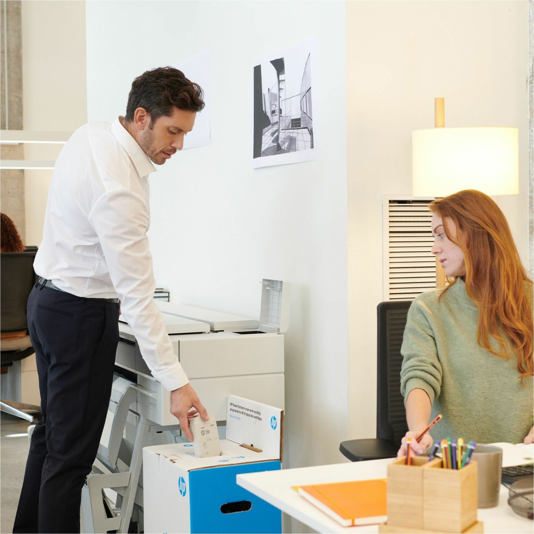 HP Designjet XT950 Inkjet Large Format Printer - Includes Scanner, Copier, Printer - 36" Print Width - Color - 6 Color(s) - 21 Second Color Speed - 2400 x 1200 dpi - Ethernet - Wireless LAN - Plain Paper, Poster Paper - Floor Standing Supported - Wi-Fi Direct, Apple AirPrint - HP GL/2 — alternate image1