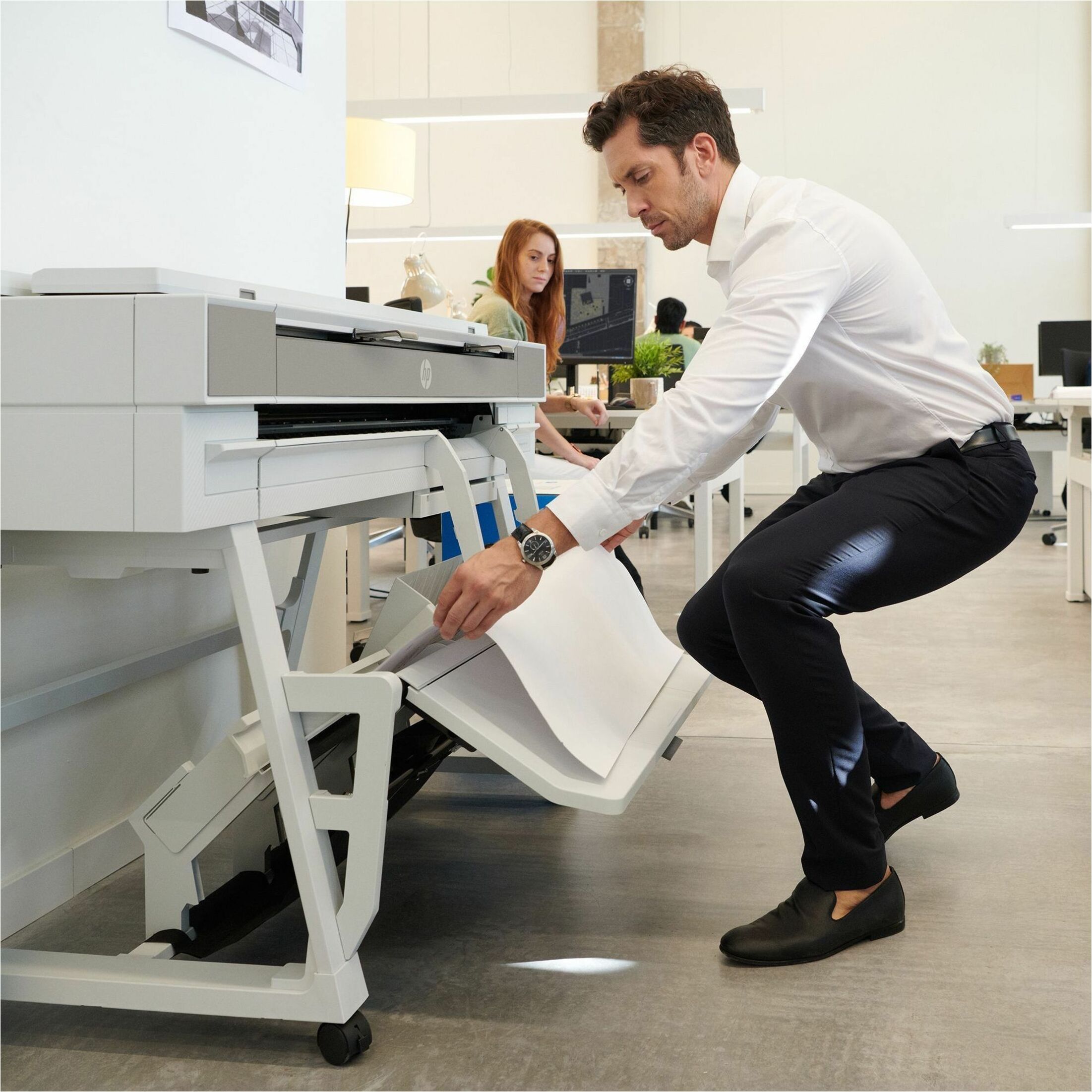 HP Designjet XT950 Inkjet Large Format Printer - Includes Scanner, Copier, Printer - 36" Print Width - Color - 6 Color(s) - 21 Second Color Speed - 2400 x 1200 dpi - Ethernet - Wireless LAN - Plain Paper, Poster Paper - Floor Standing Supported - Wi-Fi Direct, Apple AirPrint - HP GL/2 — life style