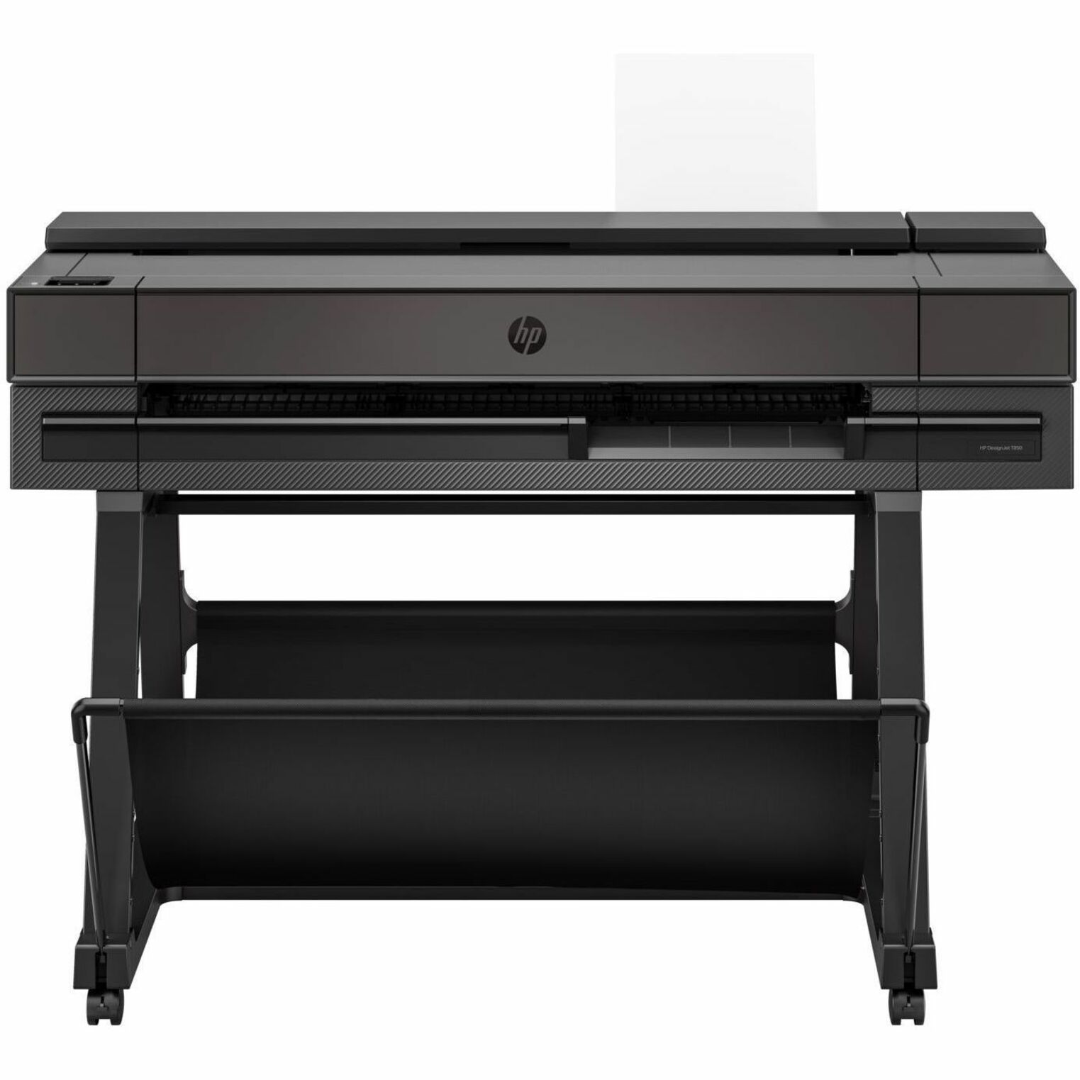 HP Designjet T850 A0 Inkjet Large Format Printer - 36" Print Width - Color - 6 Color(s) - 25 Second Color Speed - 2400 x 1200 dpi - Ethernet - Wireless LAN - Plain Paper, Bond Paper, Coated Paper, Heavyweight Coated Paper, Blueprint, Tracing Paper, Clear Film, Matte Film, Satin Photo Paper, Polypropylene, Matte Paper, ... - Floor Standing Supported - Apple AirPrint, Wi-Fi Direct - TIFF, JPEG, URF, HP GL/2, HP RTL, CALS/G4 - Printer Stand Included — front