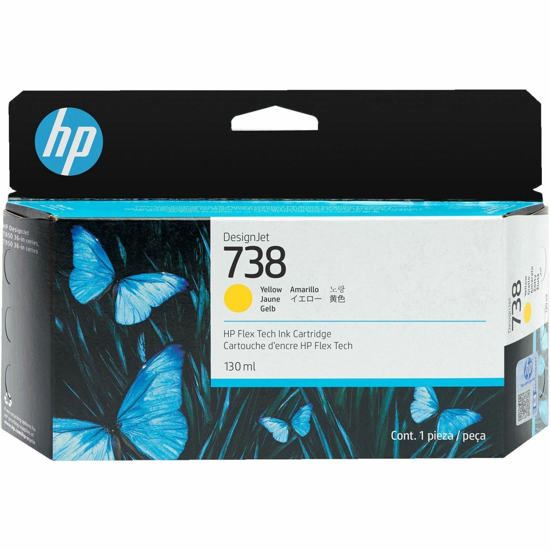 HP 738 Original Inkjet Ink Cartridge - Yellow - 1 Each - 130 mL