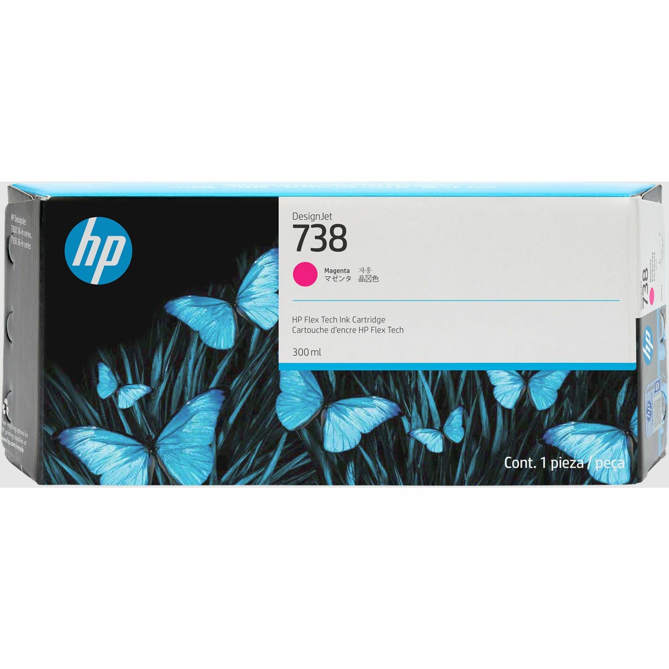 HP 738 Original Inkjet Ink Cartridge - Magenta - 1 Each - 300 mL