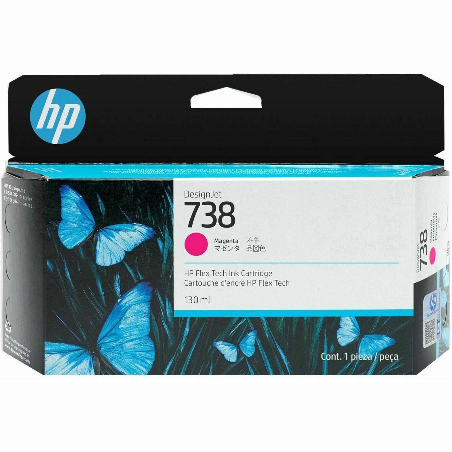 HP 738 Original Inkjet Ink Cartridge - Magenta - 1 Each - 130 mL