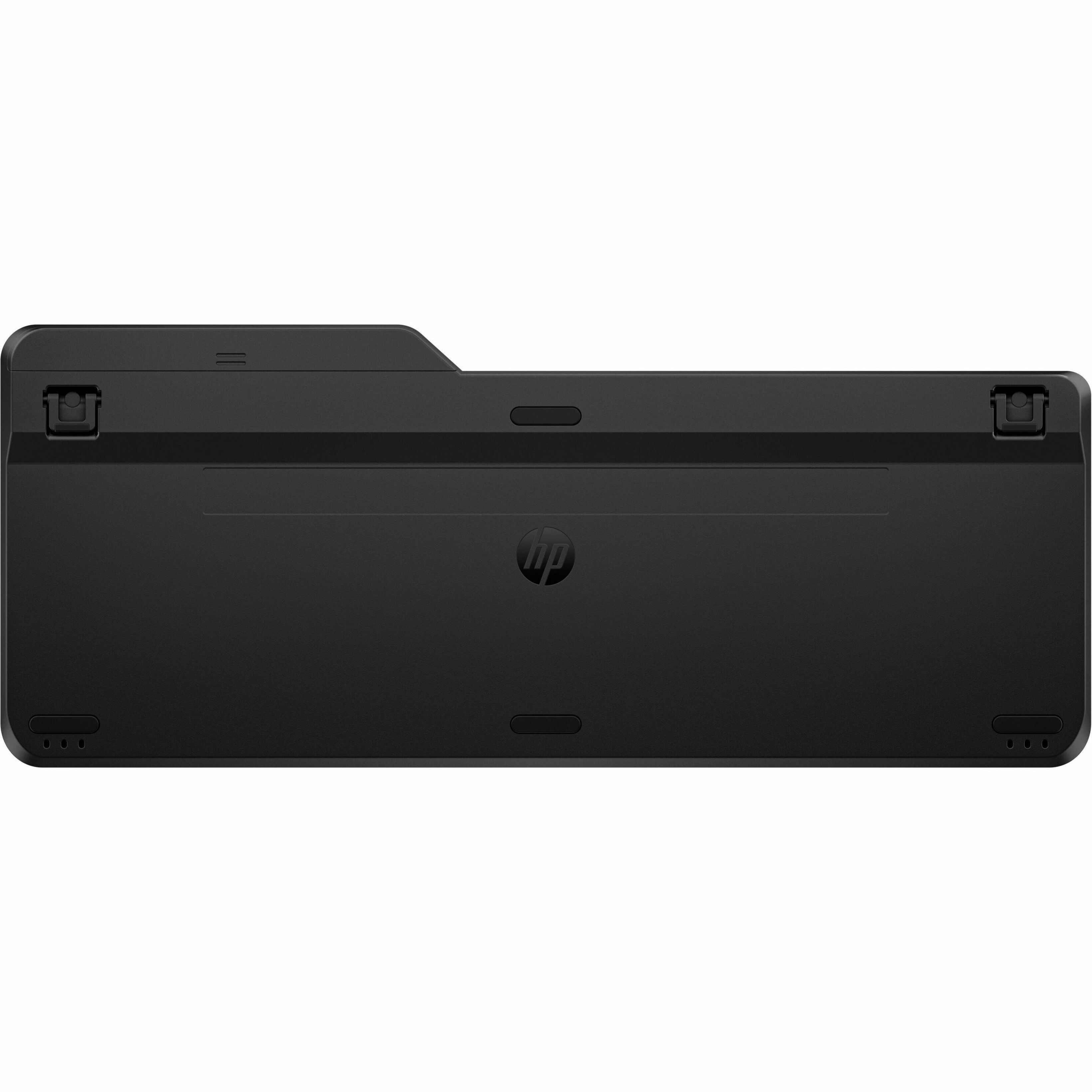 HP 475 Dual-Mode Wireless Keyboard - Wireless Connectivity - Bluetooth - Compact - 32.81 ft - 2.40 GHz - USB Type A Interface - Microphone Mute, Emoji, Language Switch Hot Key(s) - Windows 11, Windows 10, Mac OS, ChromeOS - English (US) - PC, Mac - Plunger Keyswitch - AA Battery Size Supported - Jet Black — bottom