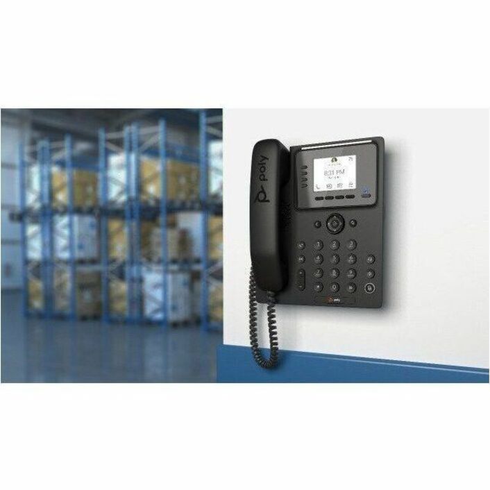 Poly CCX 350 IP Phone - Corded - Corded - Desktop, Wall Mountable - Black - VoIP - 2.8" LCD - 2 x Network (RJ-45) - PoE Ports — alternate image3