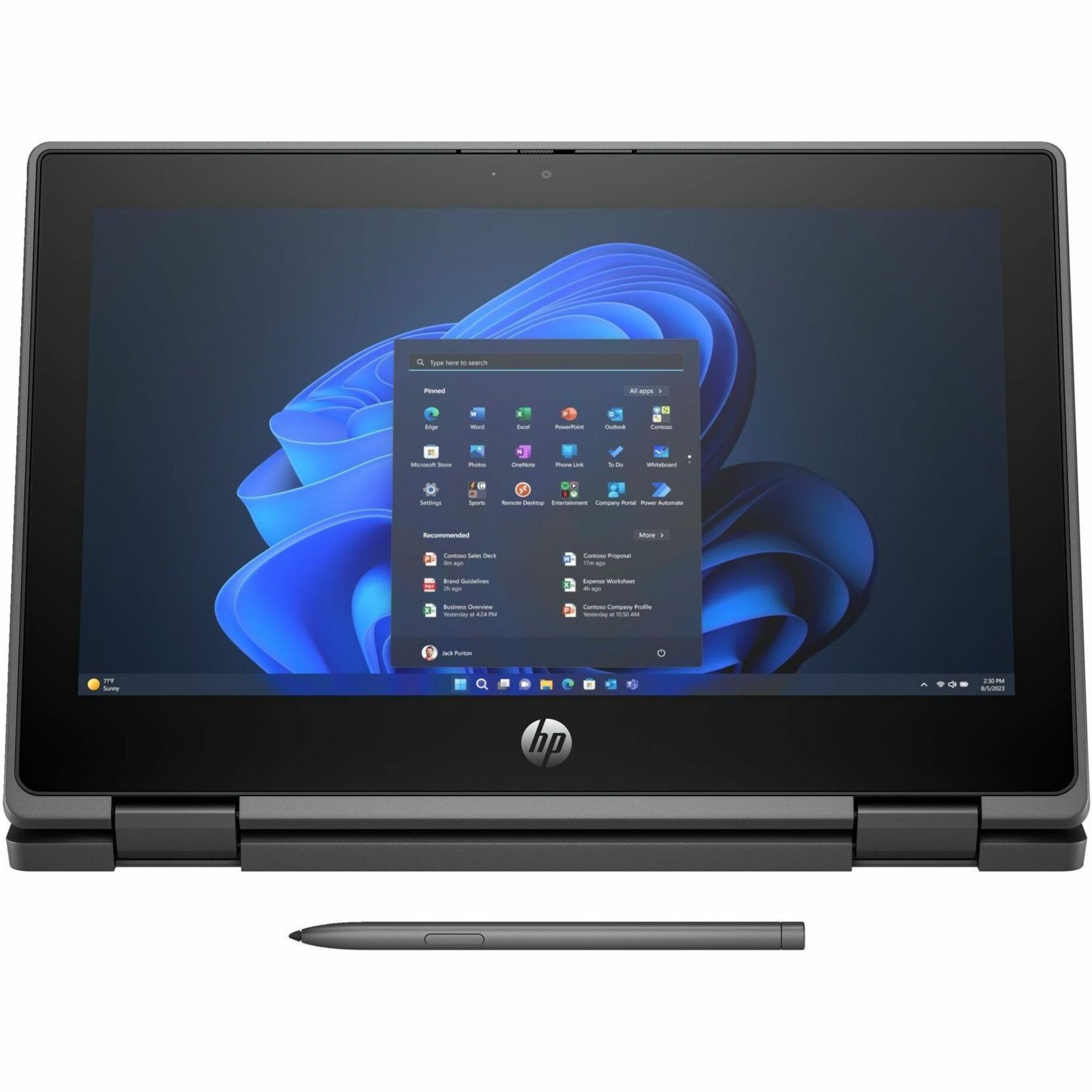 HP Pro x360 Fortis 11 G11 11" Touchscreen Convertible 2 in 1 Notebook - HD - Intel N-Series N200 - 8 GB - 128 GB SSD - Jack Black - Intel Chip - 1366 x 768 - BrightView - Front Camera/Webcam - IEEE 802.11ax Wireless LAN Standard — alternate image3