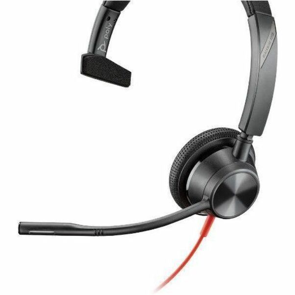 Poly Blackwire 3310 Monaural USB-C Headset + USBC/A Adapter - Mono - USB Type C, Mini-phone (3.5mm) - Wired - 32 Ohm - On-ear - Monaural - Supra-aural - 7.05 ft Cable - Omni-directional Microphone - Noise Canceling - Black