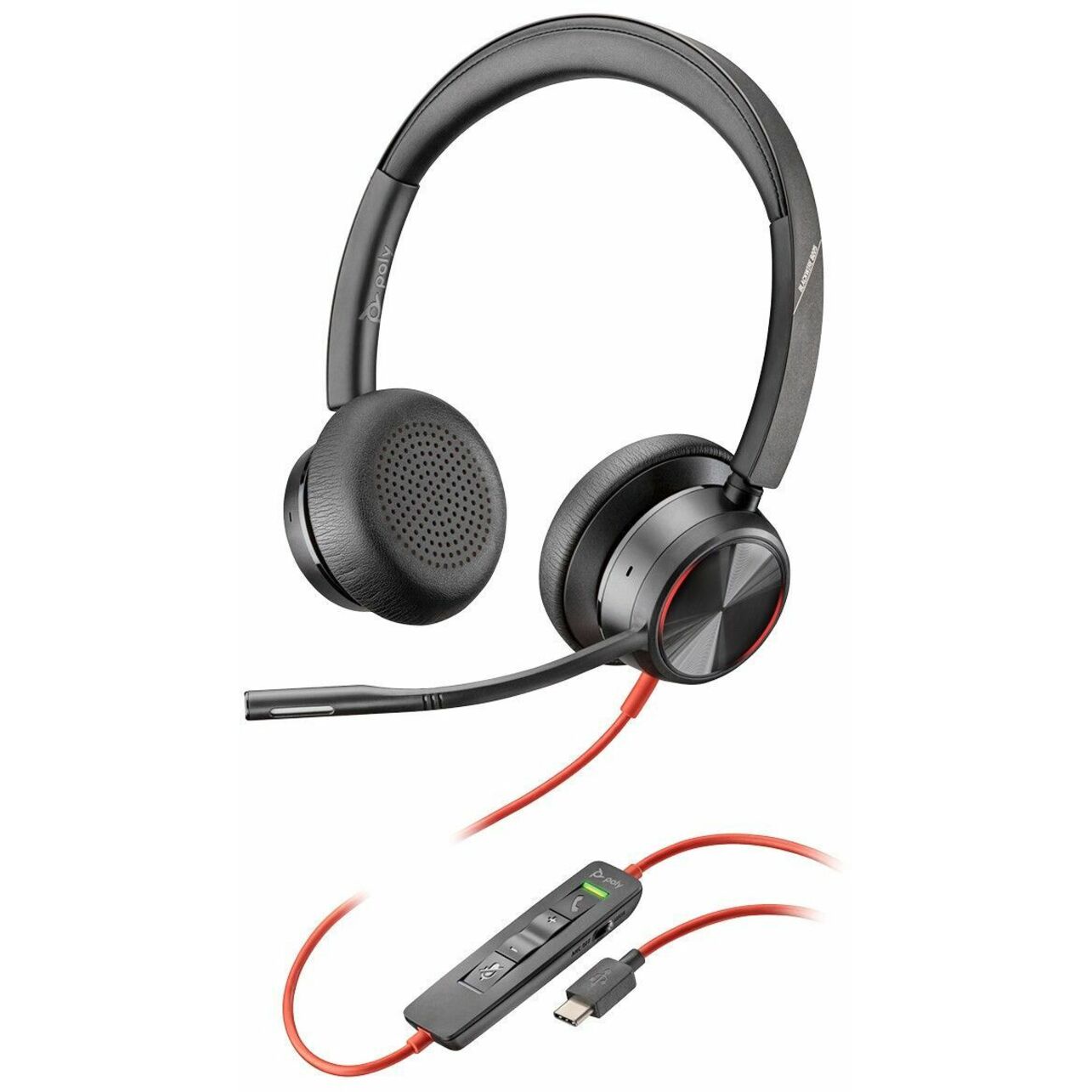 Poly Blackwire 8225 Stereo Microsoft Teams Certified USB-C Headset + USB-C/A Adapter - Microsoft Teams Certification - Stereo - USB Type C - Wired - 32 Ohm - 20 Hz to 20 kHz - On-ear, Over-the-head - Binaural - Supra-aural - 7.10 ft Cable - Omni-directional, Noise Cancelling Microphone - Noise Canceling - Black