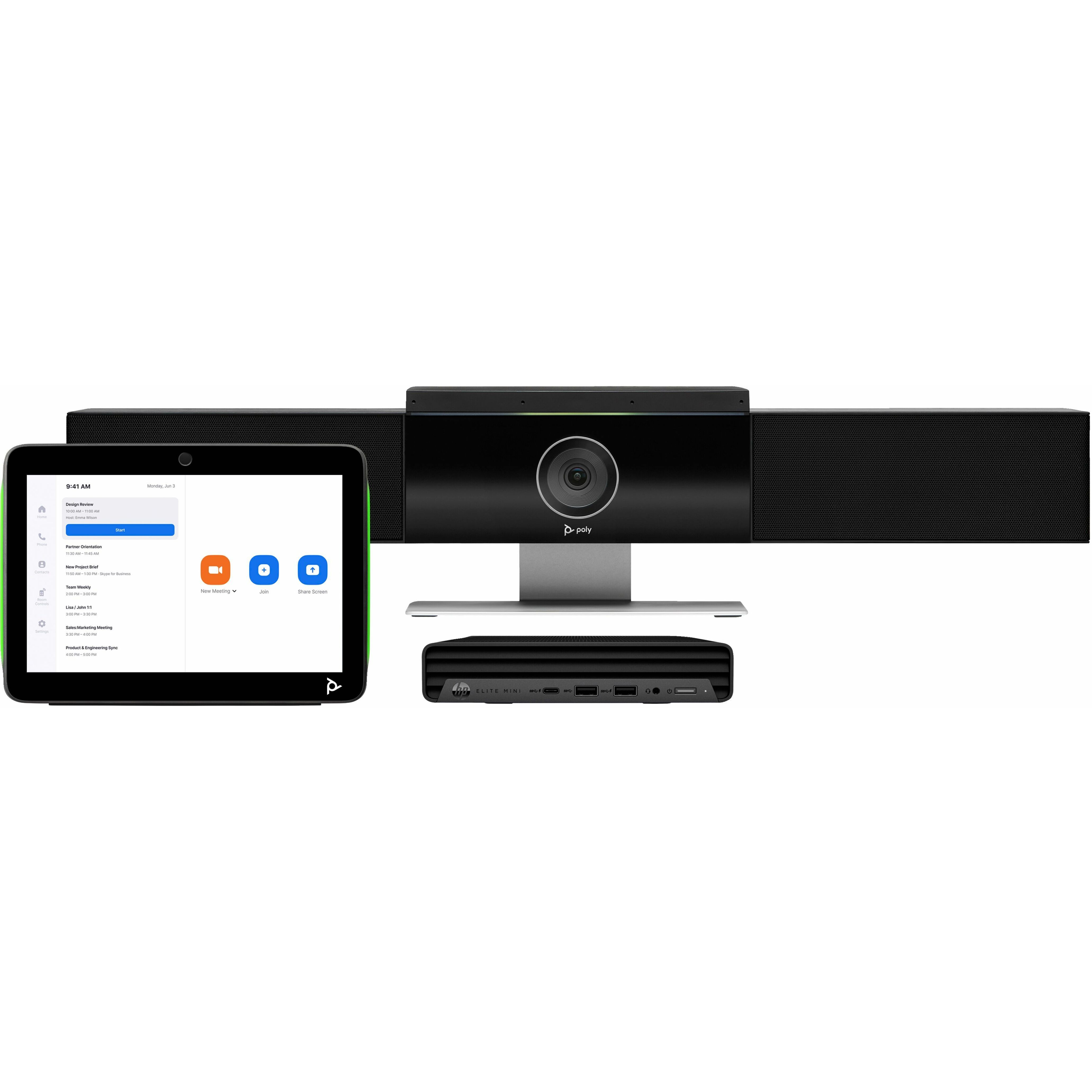 Poly Studio Video Conference Equipment - For Video Conferencing - Medium Room Size Supported - 3840 x 2160 Video (Live) - 4K - 1 x Network (RJ-45) - USB - Gigabit Ethernet - Wireless LAN - Internal Microphone(s)