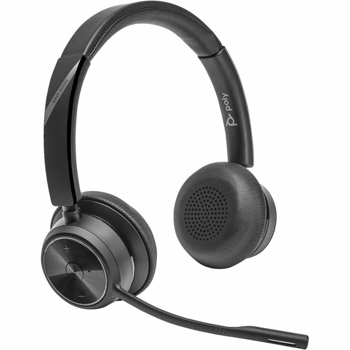 Poly Poly Savi 7420 Office Stereo DECT 1920-1930 MHz Headset - Stereo - Wireless - Bluetooth/DECT 6.0 - 590 ft - 20 Hz to 20 kHz - Over-the-head, On-ear - Binaural - Noise Cancelling Microphone - Black — rightmaximum
