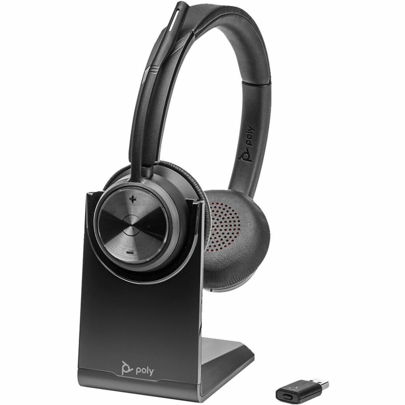 Poly Savi 7320 UC Stereo DECT 1920-1930 MHz Headset - Stereo - Wireless - DECT - 450 ft - On-ear, Over-the-head - Binaural - Supra-aural - Noise Cancelling Microphone - Noise Canceling - Black — alternate image1