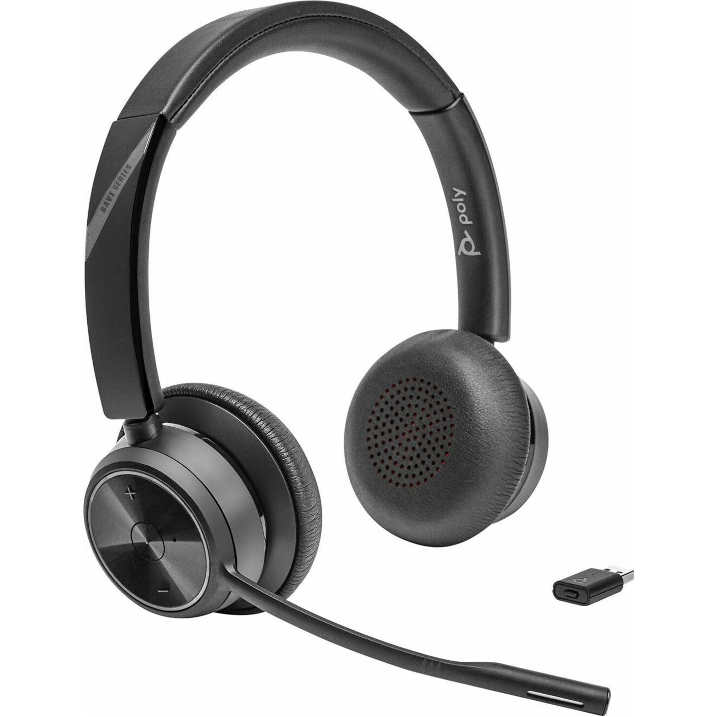 Poly Savi 7320 UC Stereo DECT 1920-1930 MHz Headset - Stereo - Wireless - DECT - 450 ft - On-ear, Over-the-head - Binaural - Supra-aural - Noise Cancelling Microphone - Noise Canceling - Black