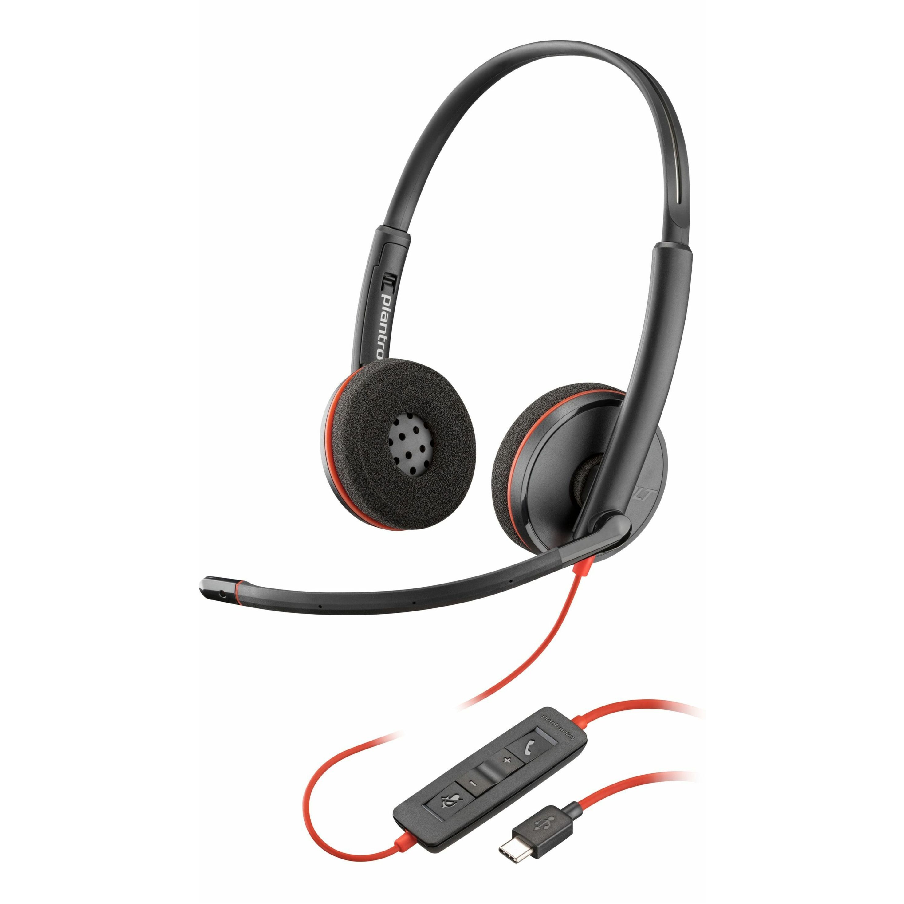 Poly Blackwire 3220 Stereo Headset +USB-C/A Adapter TAA - Microsoft Teams Certification - Stereo - USB Type C - Wired - 32 Ohm - 20 Hz to 20 kHz - Over-the-head, On-ear - Binaural - Supra-aural - 5.28 ft Cable - Noise Cancelling Microphone - Black - TAA Compliant