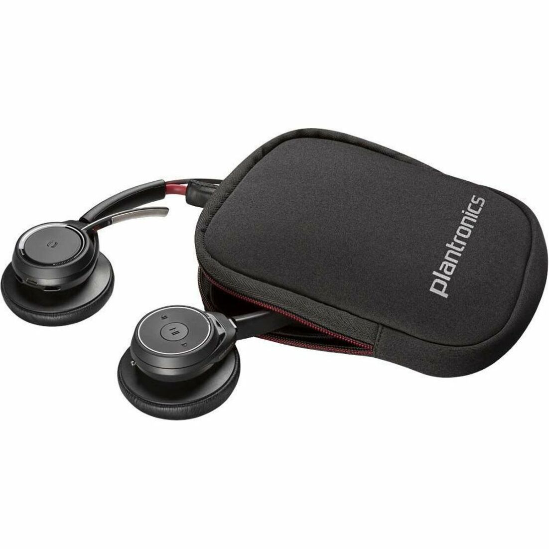 Poly Voyager Focus B825 UC USB-C Headset +Charging Stand TAA - Microsoft Teams Certification - Siri, Google Assistant - Stereo - Wireless - Bluetooth - 98.4 ft - 20 Hz to 20 kHz - On-ear - Binaural - MEMS Technology, Electret Condenser, Noise Cancelling Microphone - Noise Canceling - Black - TAA Compliant — alternate image3