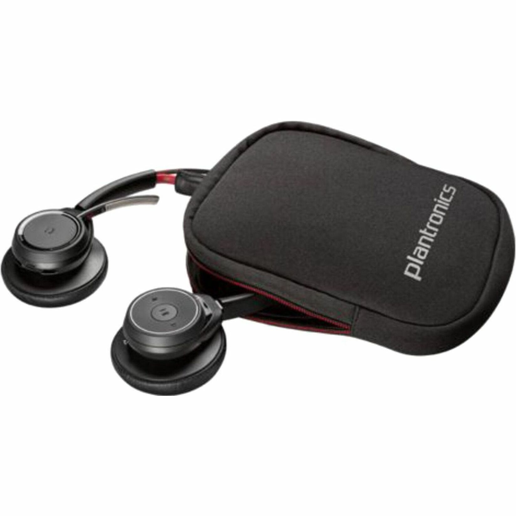 Poly Voyager Focus B825-M UC Microsoft Teams Certified Headset +Charging Stand TAA - Microsoft Teams Certification - Siri, Google Assistant - Stereo - Wireless - Bluetooth - 98 ft - Over-the-head, On-ear - Binaural - Supra-aural - MEMS Technology Microphone - Noise Canceling - Black - TAA Compliant — alternate image1