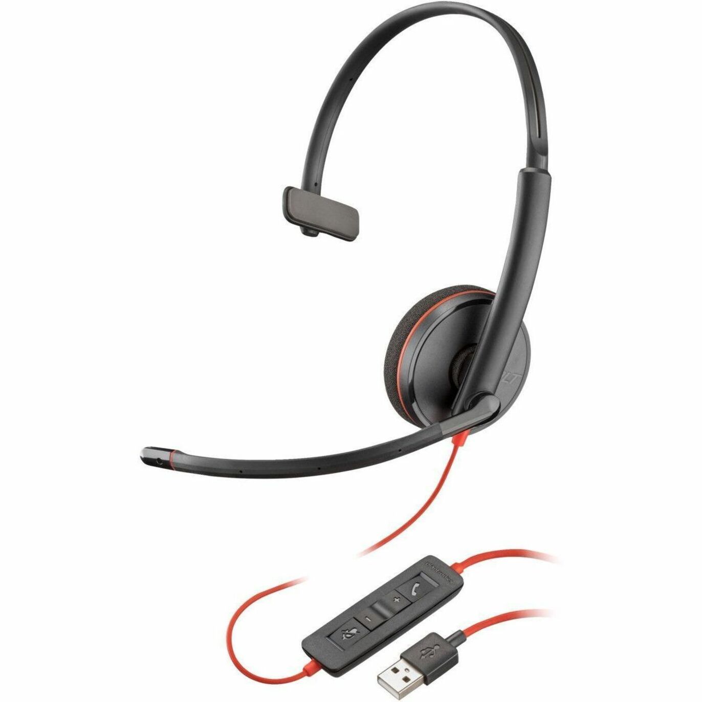 Poly Blackwire 3210 Monaural USB-A Headset TAA (Bulk) - Mono - USB Type A, Mini-phone (3.5mm) - Wired - 32 Ohm - Over-the-head, On-ear - Monaural - Supra-aural - 5.20 ft Cable - Noise Cancelling, Omni-directional Microphone - Noise Canceling - Black - TAA Compliant