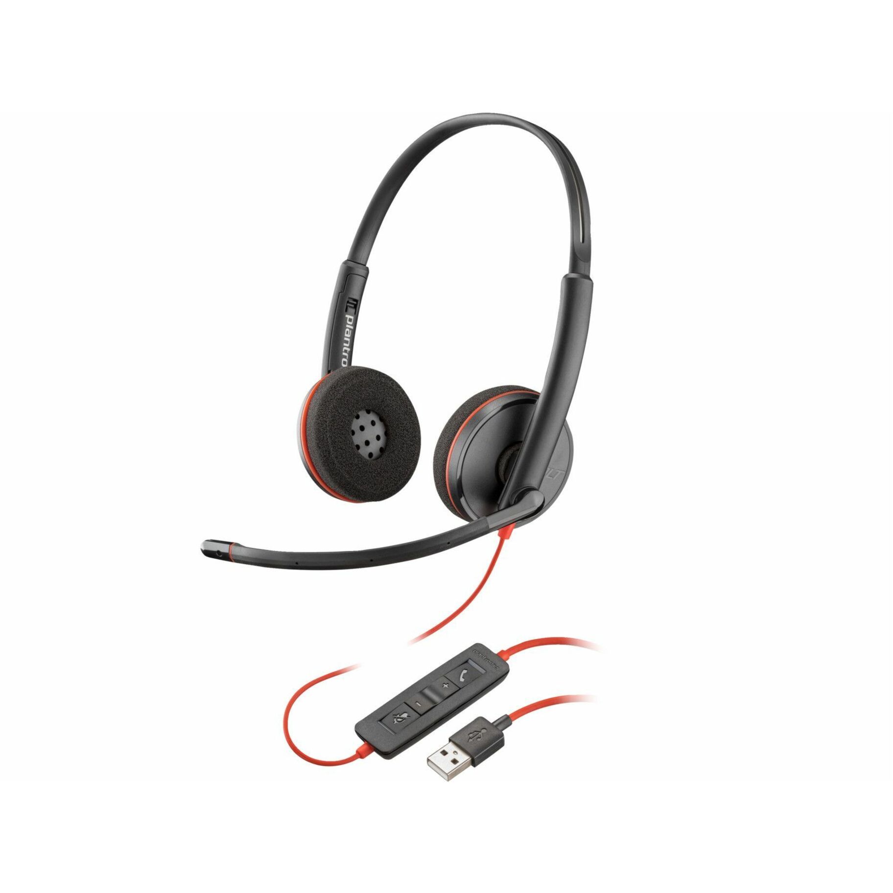 Poly Blackwire 3220 Stereo USB-A Headset TAA - Stereo - USB Type A, Mini-phone (3.5mm) - Wired - 32 Ohm - On-ear, Over-the-head - Binaural - Ear-cup - 5.20 ft Cable - Omni-directional, Noise Cancelling Microphone - Black - TAA Compliant