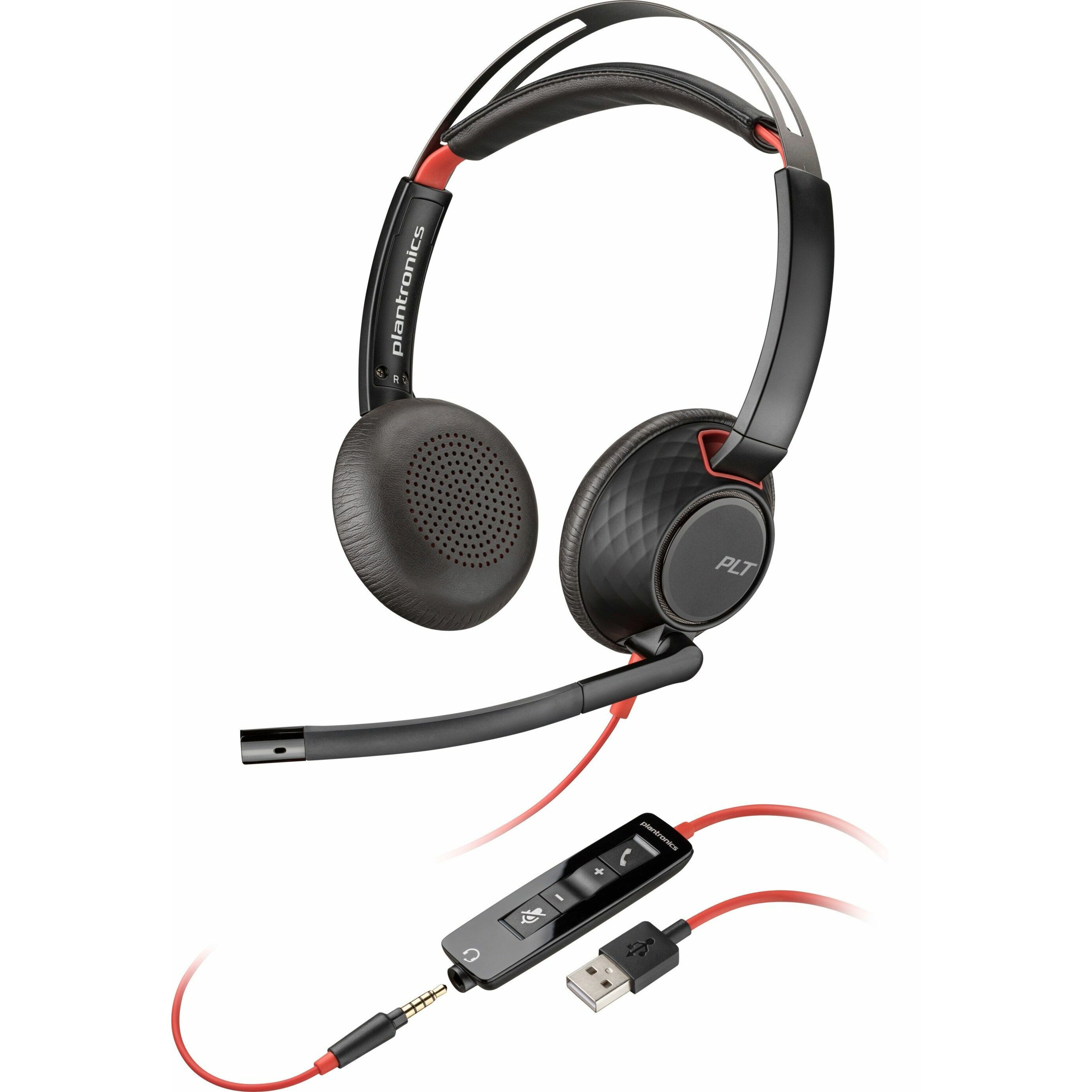 Poly Blackwire 5220 Stereo USB-A Headset TAA - Microsoft Teams Certification - Stereo - USB Type C, Mini-phone (3.5mm), USB Type A - Wired - 32 Ohm - 20 Hz to 20 kHz - On-ear, Over-the-head - Binaural - Supra-aural - 7.12 ft Cable - Noise Cancelling Microphone - Black - TAA Compliant
