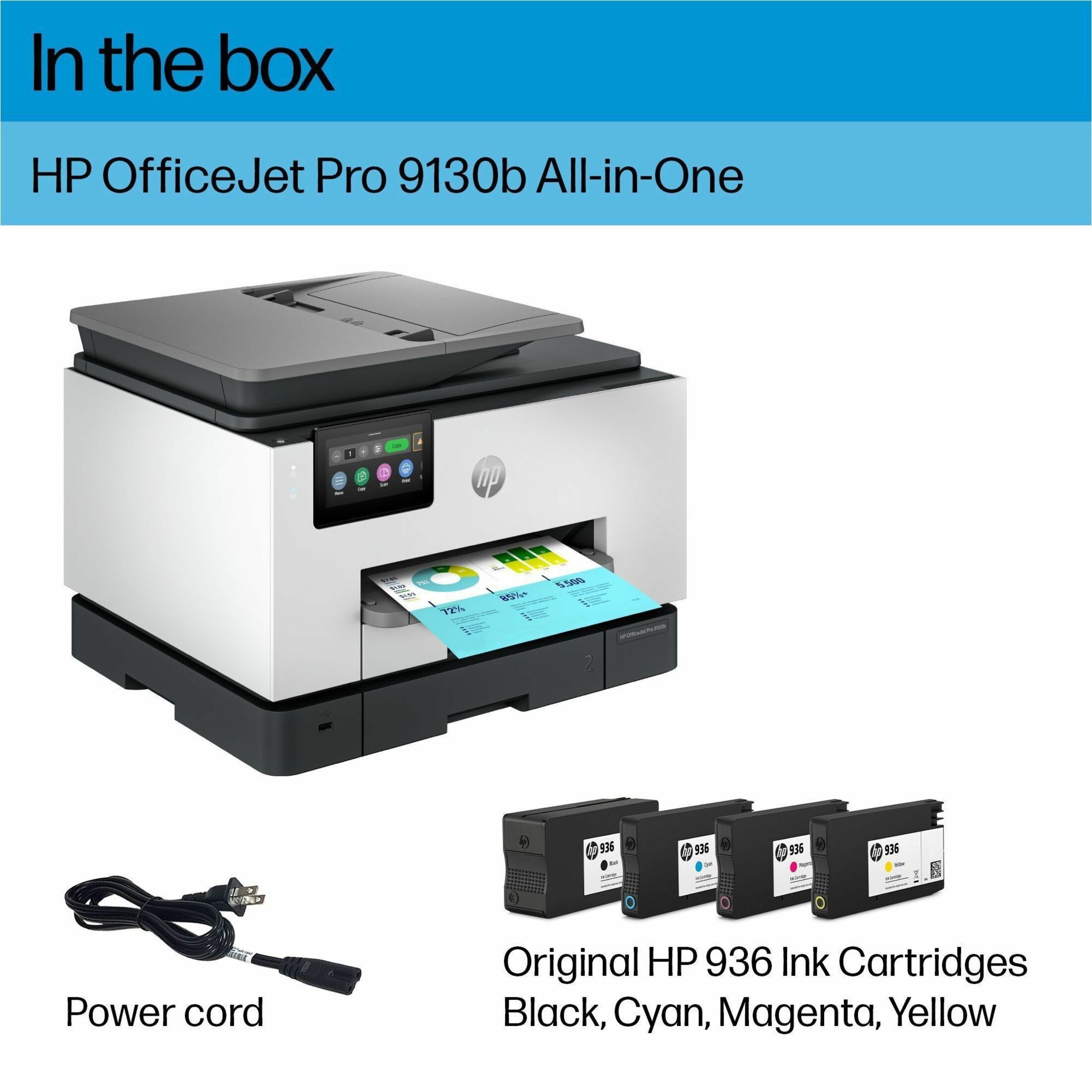 HP Officejet Pro 9130b Wired & Wireless Inkjet Multifunction Printer - Color - Cement - Copier/Fax/Printer/Scanner - 4800 x 1200 dpi Print - Automatic Duplex Print - Up to 30000 Pages Monthly - Flatbed, ADF Scanner - 1200 dpi Optical Scan - Color Fax - Ethernet - Wireless LAN - Apple AirPrint, Wi-Fi Direct, Mopria - USB - For Plain Paper Print — alternate image10