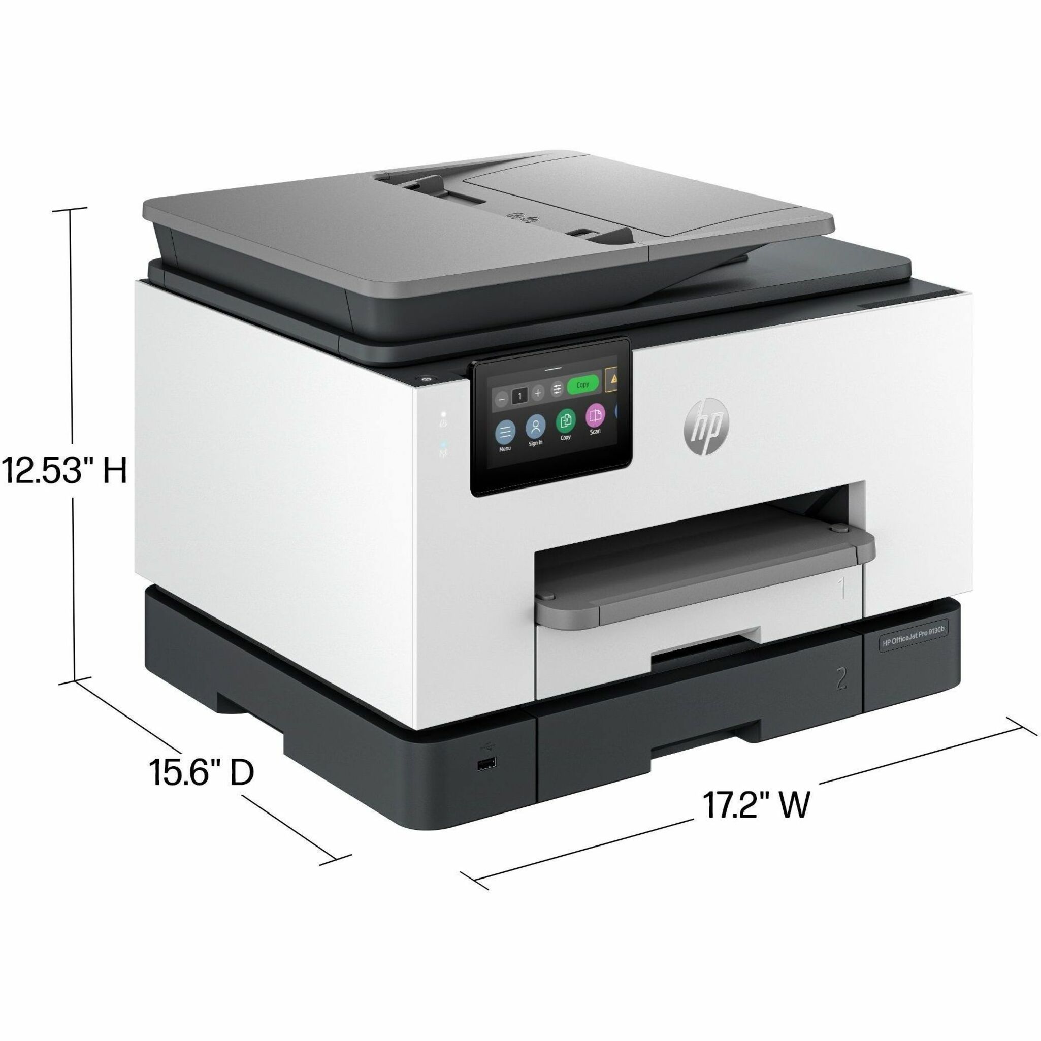 HP Officejet Pro 9130b Wired & Wireless Inkjet Multifunction Printer - Color - Cement - Copier/Fax/Printer/Scanner - 4800 x 1200 dpi Print - Automatic Duplex Print - Up to 30000 Pages Monthly - Flatbed, ADF Scanner - 1200 dpi Optical Scan - Color Fax - Ethernet - Wireless LAN - Apple AirPrint, Wi-Fi Direct, Mopria - USB - For Plain Paper Print — alternate image11