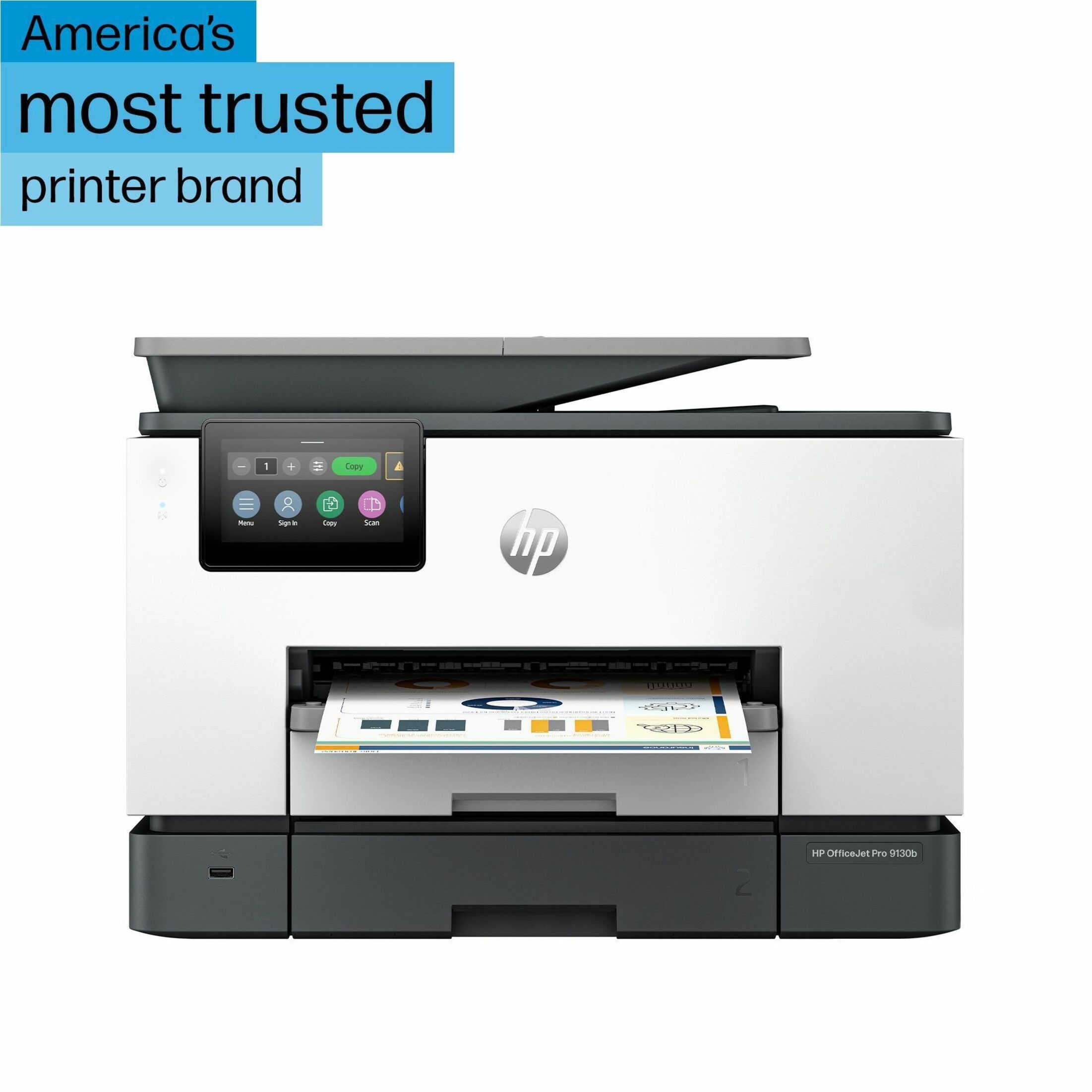 HP Officejet Pro 9130b Wired & Wireless Inkjet Multifunction Printer - Color - Cement - Copier/Fax/Printer/Scanner - 4800 x 1200 dpi Print - Automatic Duplex Print - Up to 30000 Pages Monthly - Flatbed, ADF Scanner - 1200 dpi Optical Scan - Color Fax - Ethernet - Wireless LAN - Apple AirPrint, Wi-Fi Direct, Mopria - USB - For Plain Paper Print — alternate image13