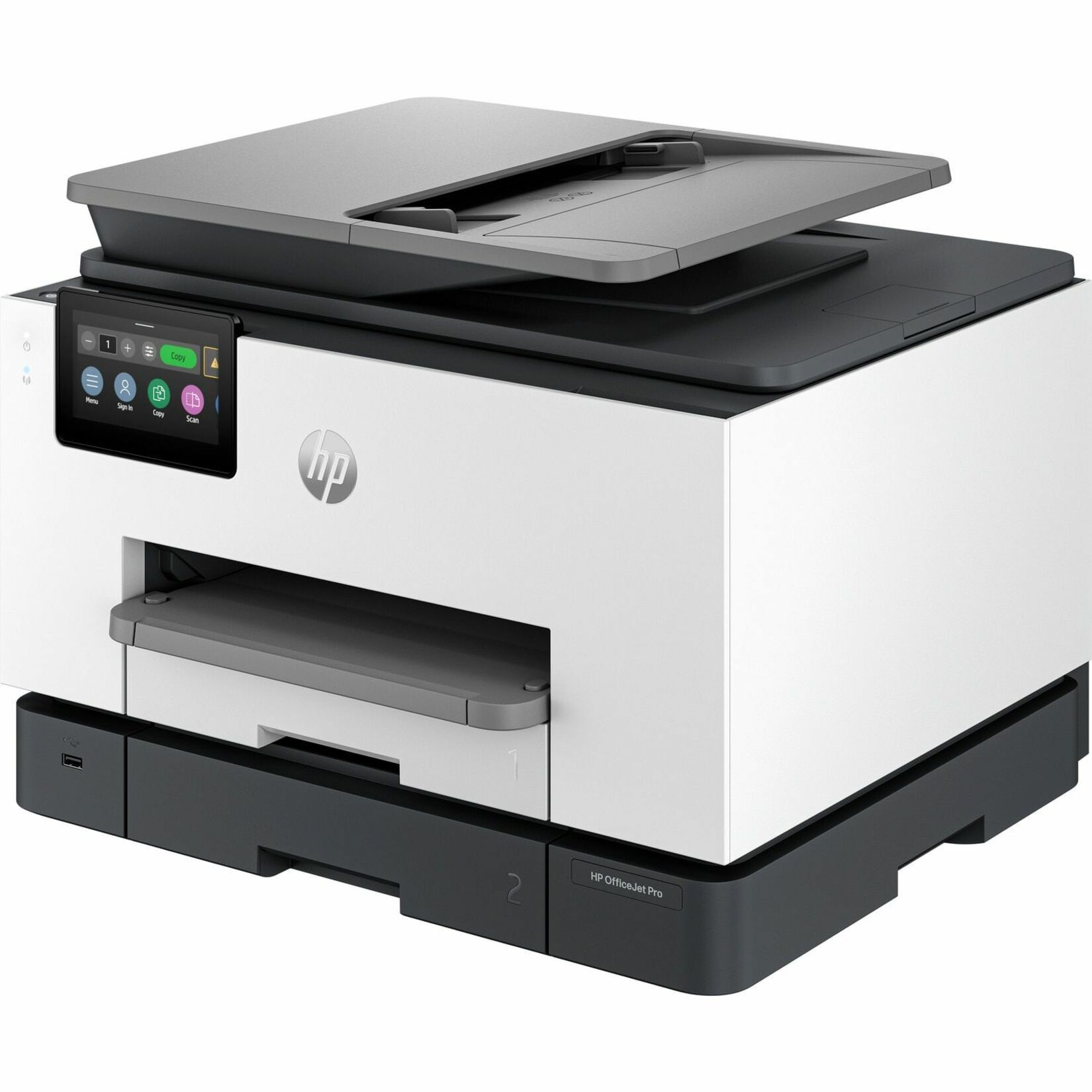 HP Officejet Pro 9130b Wired & Wireless Inkjet Multifunction Printer - Color - Cement - Copier/Fax/Printer/Scanner - 4800 x 1200 dpi Print - Automatic Duplex Print - Up to 30000 Pages Monthly - Flatbed, ADF Scanner - 1200 dpi Optical Scan - Color Fax - Ethernet - Wireless LAN - Apple AirPrint, Wi-Fi Direct, Mopria - USB - For Plain Paper Print