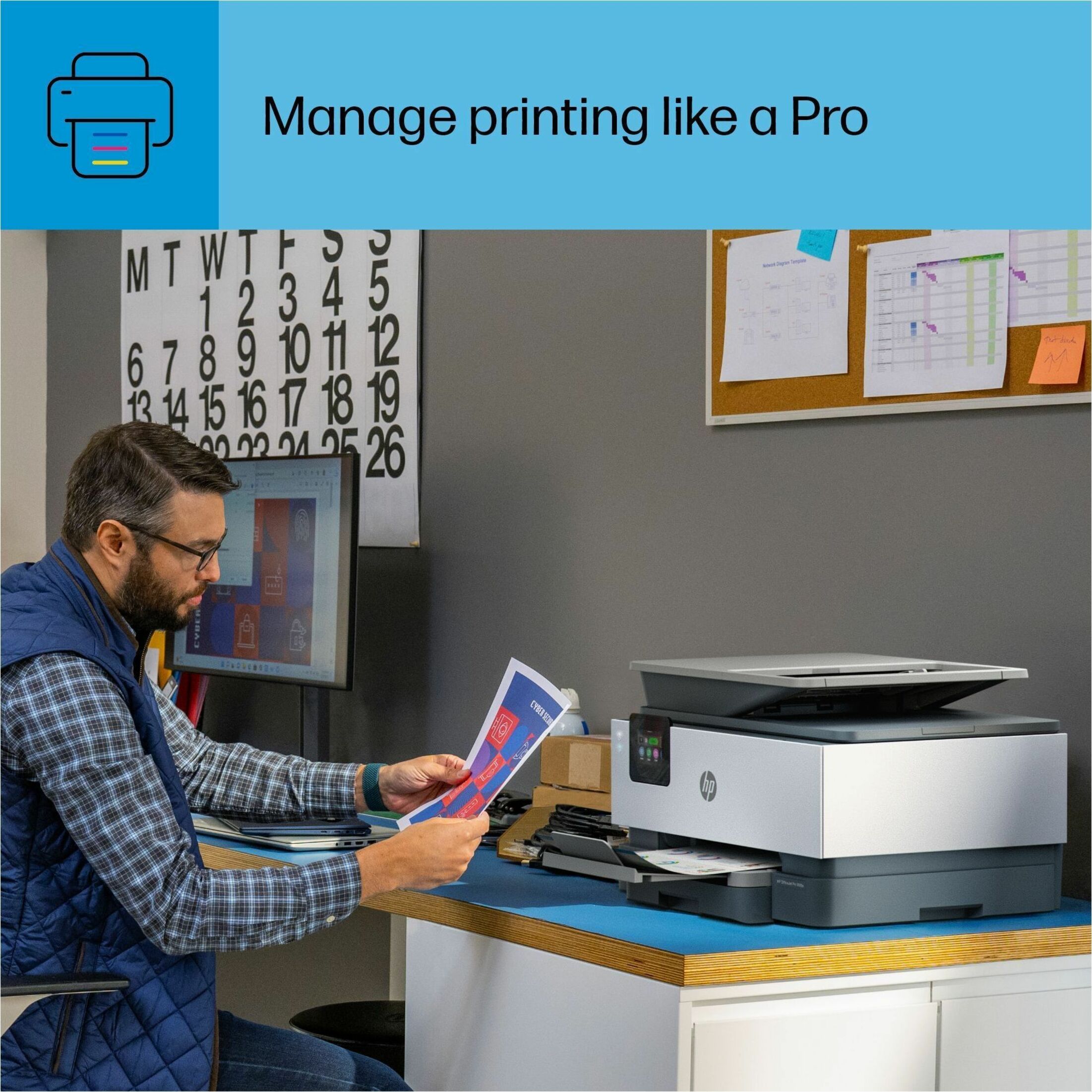 HP Officejet Pro 9125e Wired & Wireless Inkjet Multifunction Printer - Copier/Fax/Printer/Scanner - 1200 x 1200 dpi Print - Automatic Duplex Print - Up to 25000 Pages Monthly - Ethernet - Wireless LAN - Apple AirPrint, ChromeOS, HP Smart App, Wi-Fi Direct, Mopria - USB - For Plain Paper Print — alternate image12